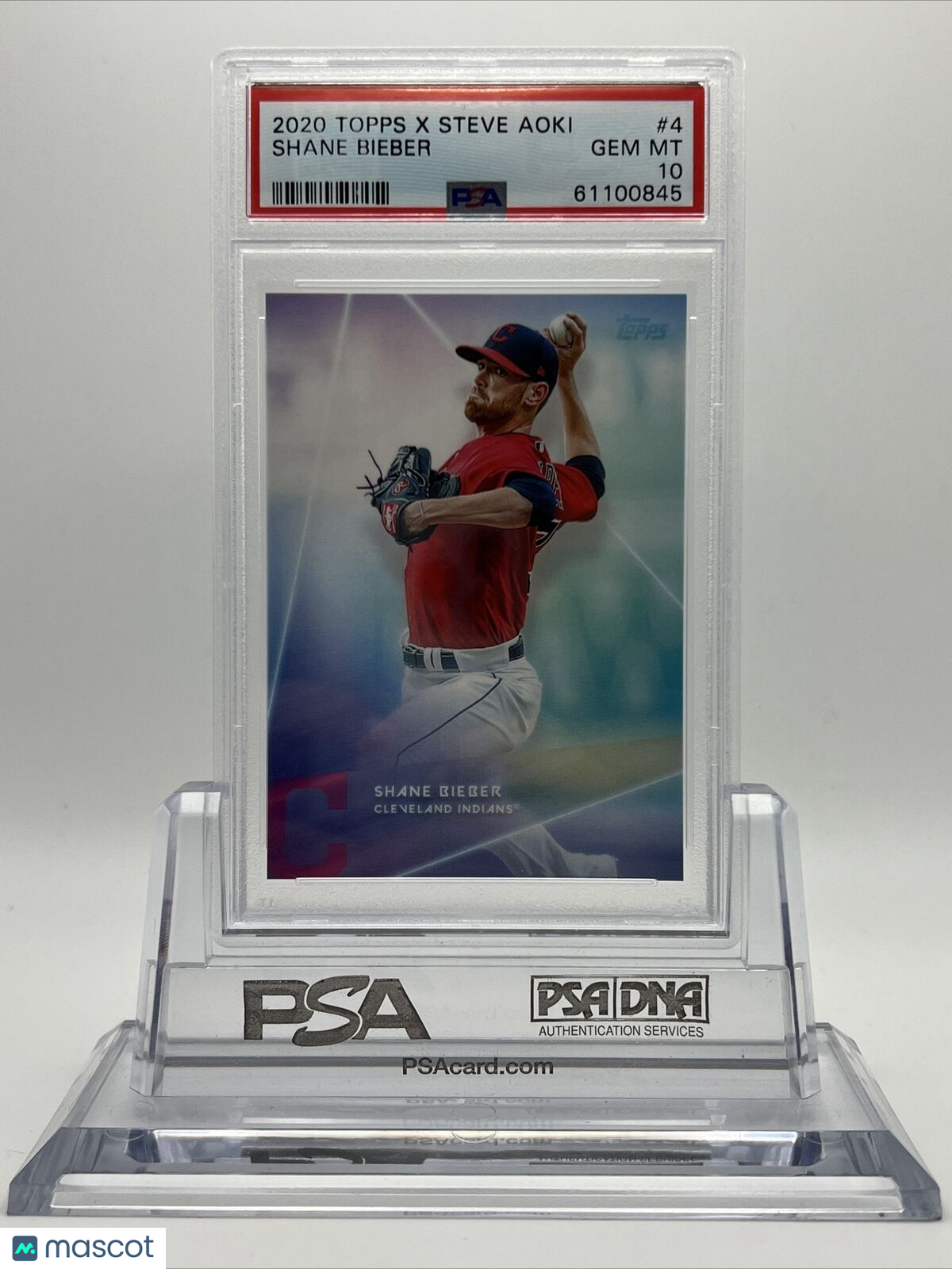 2020 Topps X Steve Aoki Shane Bieber Baseball Card #4 PSA 10