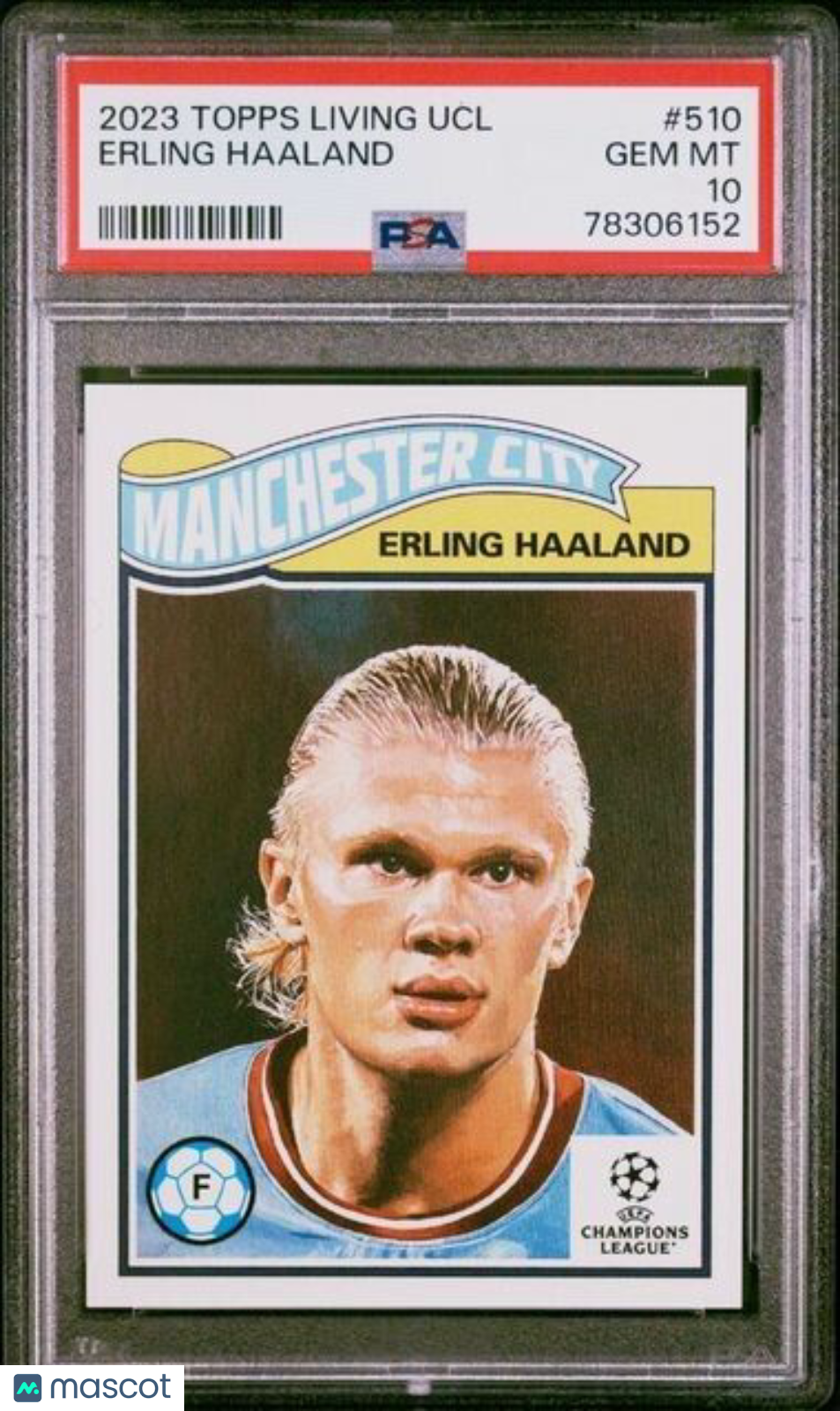 2023 Topps Living UCL UEFA Champions League Erling Haaland Card #510 PSA 10