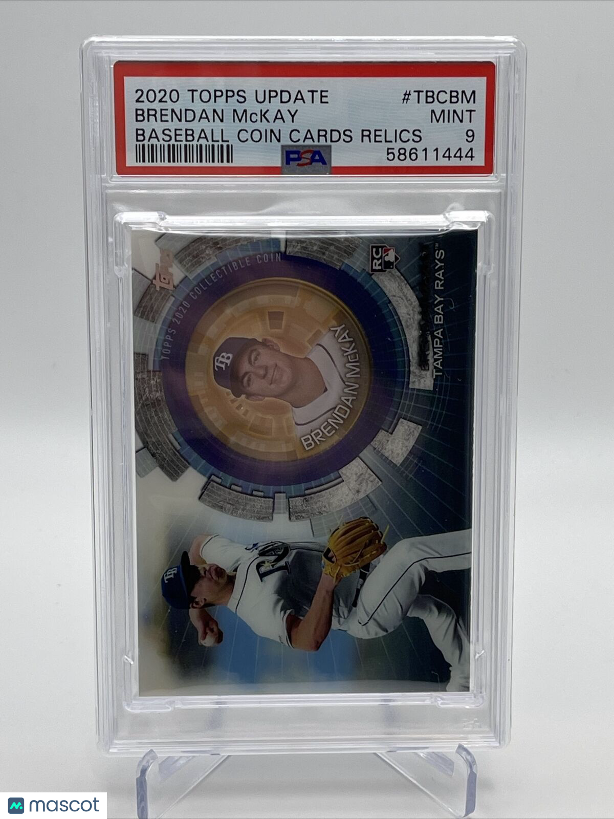 2020 Topps Update Coin Cards Relics Brendan McKay Baseball Card #TBCBM PSA 9