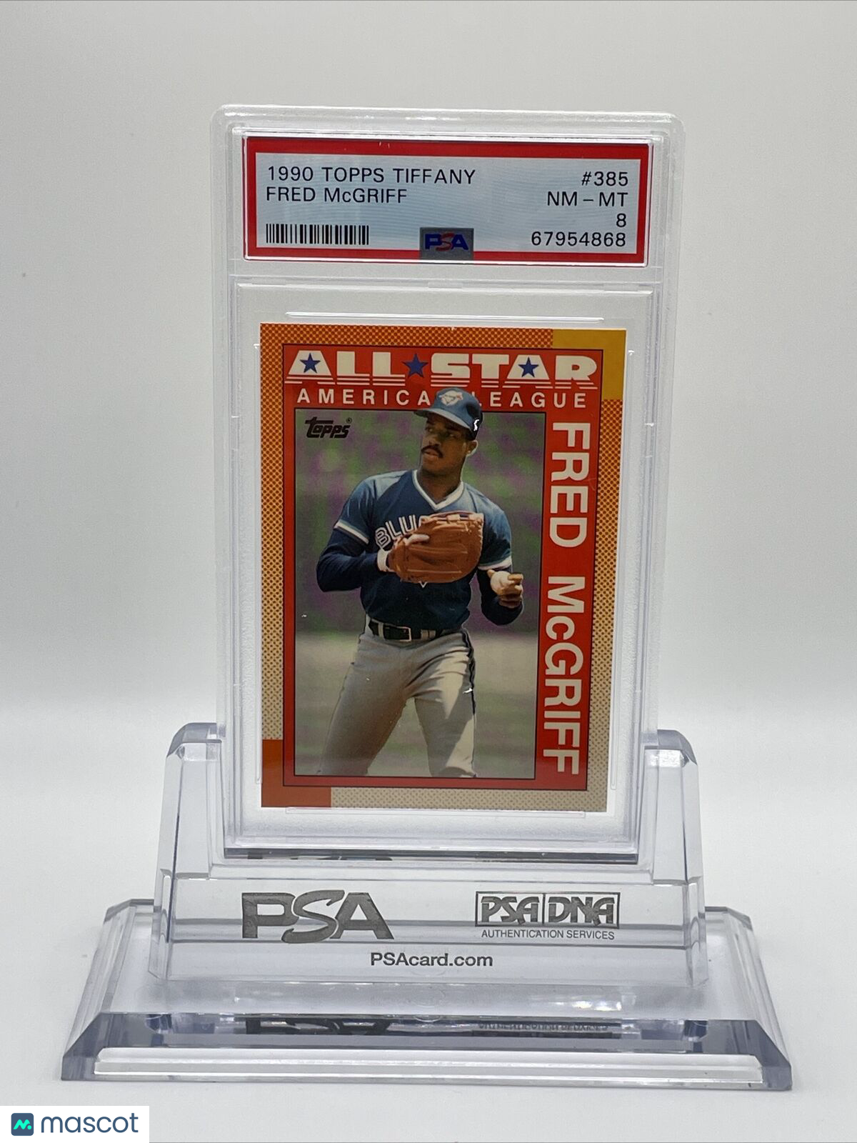 1990 Topps TIFFANY Fred McGriff Baseball Card #385 PSA 8 Near Mint-Mint