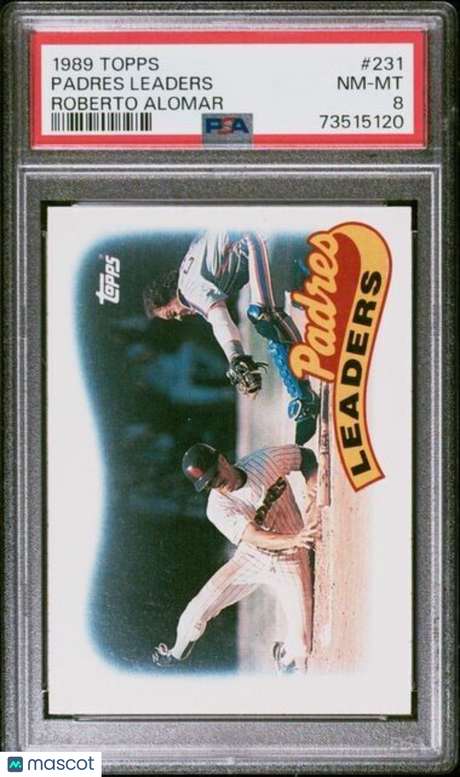 1989 Topps Padres Leaders Roberto Alomar Baseball Card #231 PSA 8 NM-MT