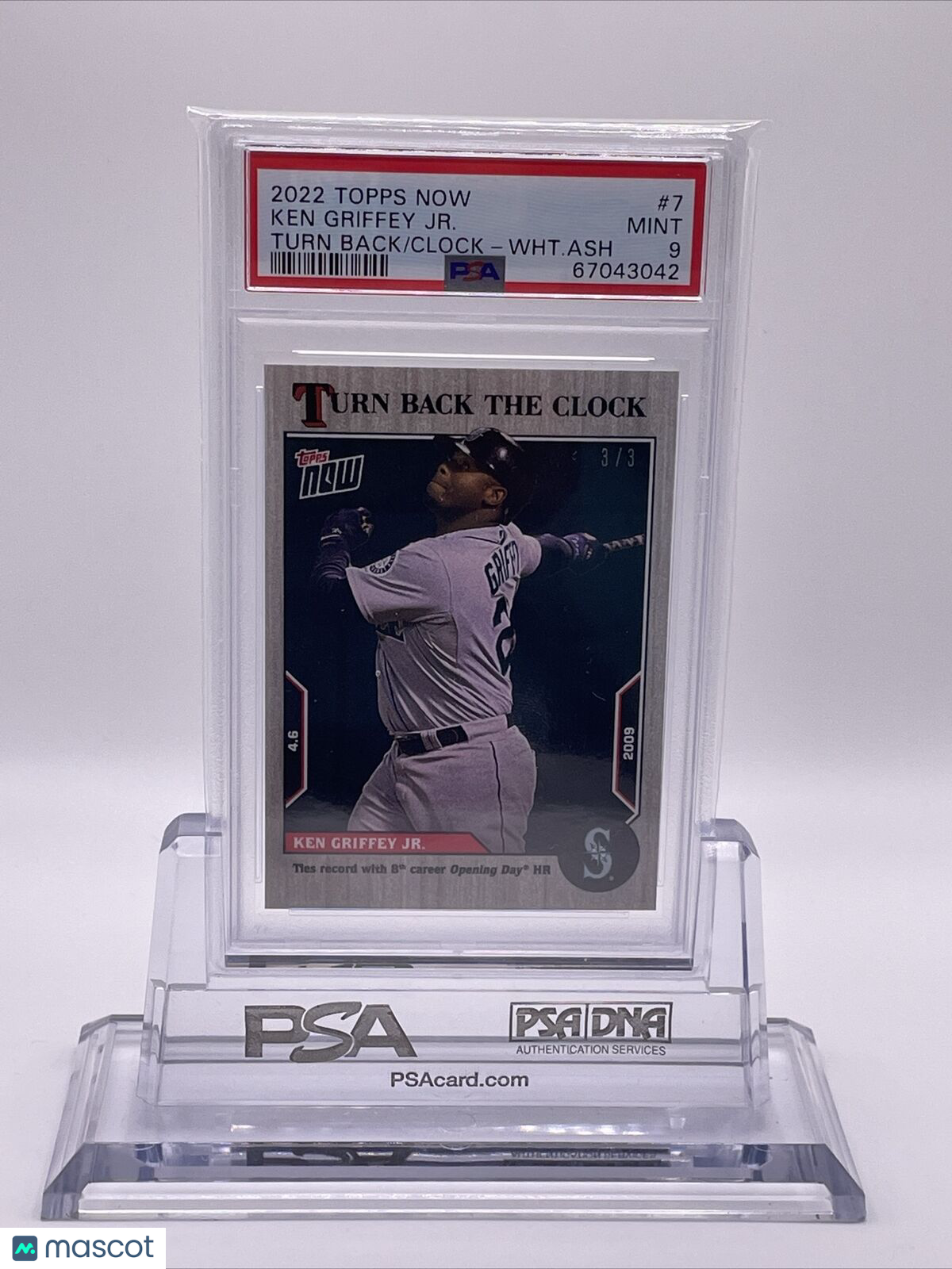2022 Topps Now Turn Back White Ash 3/3 Ken Griffey Jr. Baseball Card #7 PSA 9