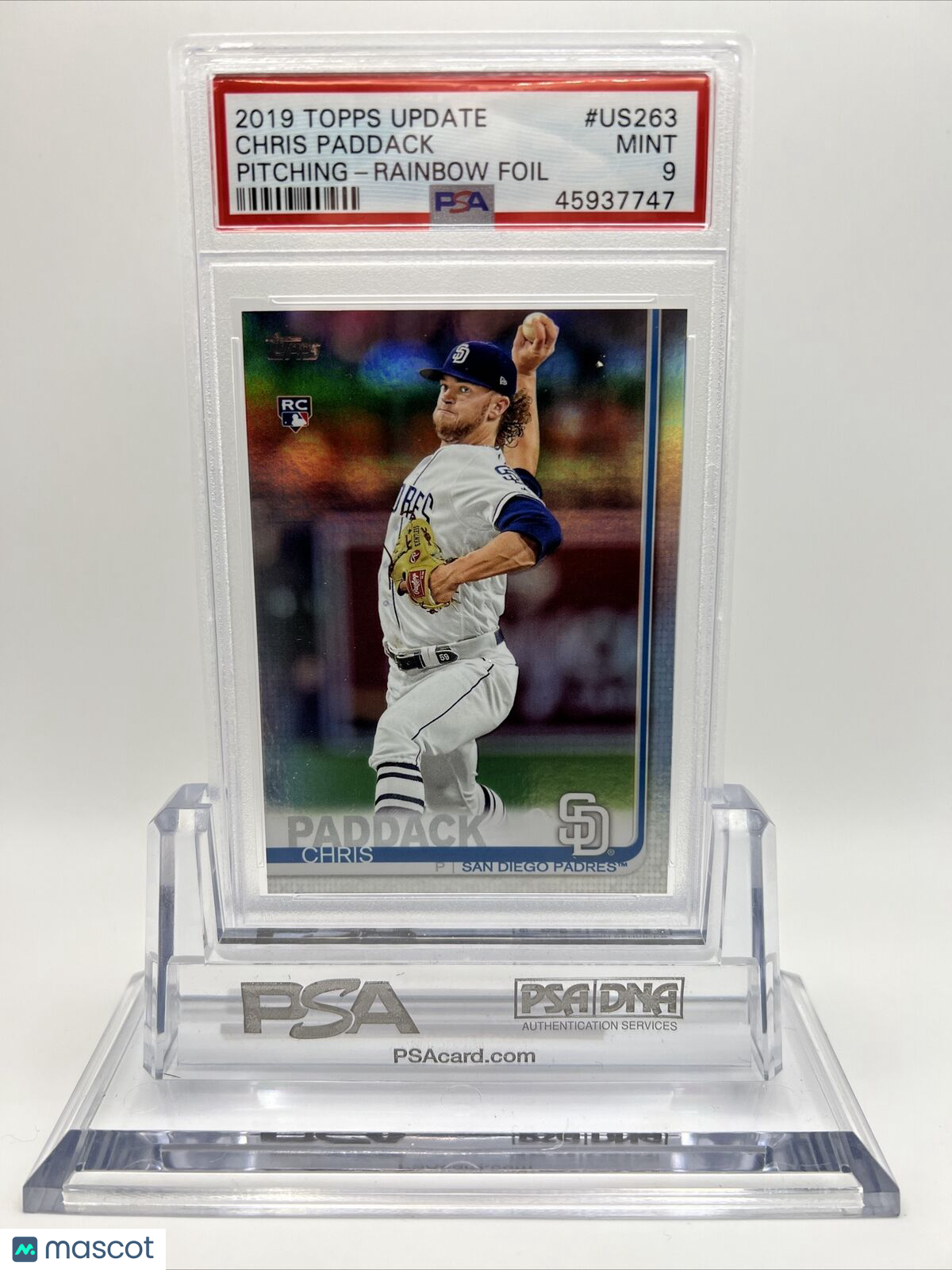 2019 Topps Update Chris Paddack RAINBOW FOIL Rookie Baseball Card #US263 PSA 9