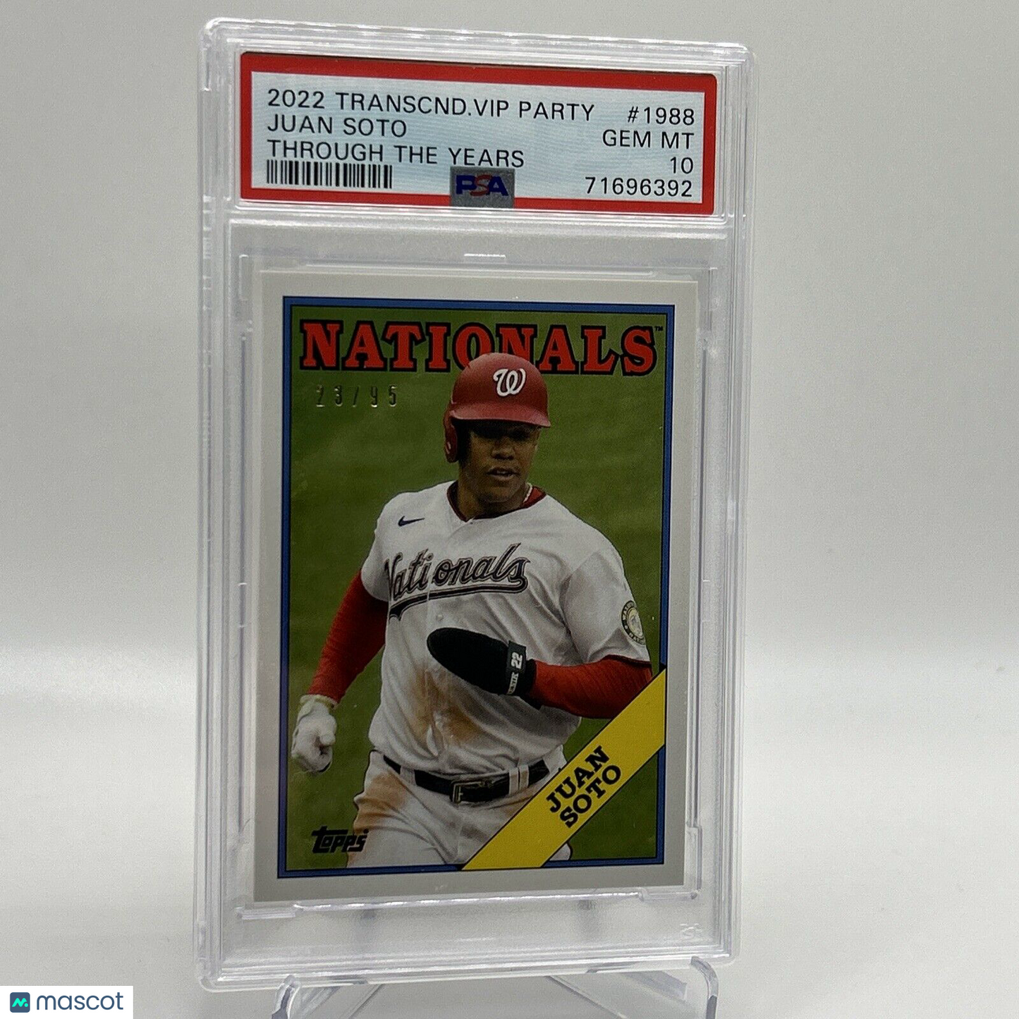 2022 Topps Transcendent VIP Party Juan Soto Baseball Card #1988 PSA 10 23/95