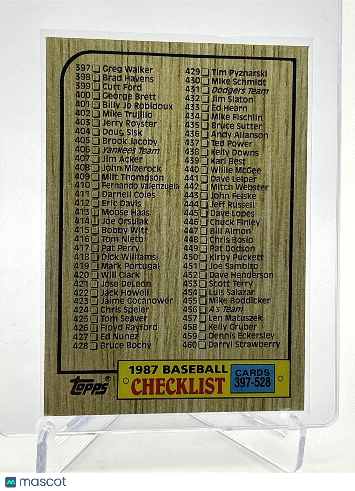 1987 Topps Checklist: 397-528 Baseball Card #522 Mint FREE SHIPPING