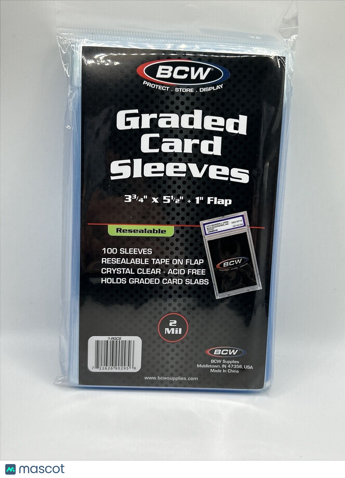 BCW Resealable Graded Card Sleeves 1 Pack of 100 for Graded cards