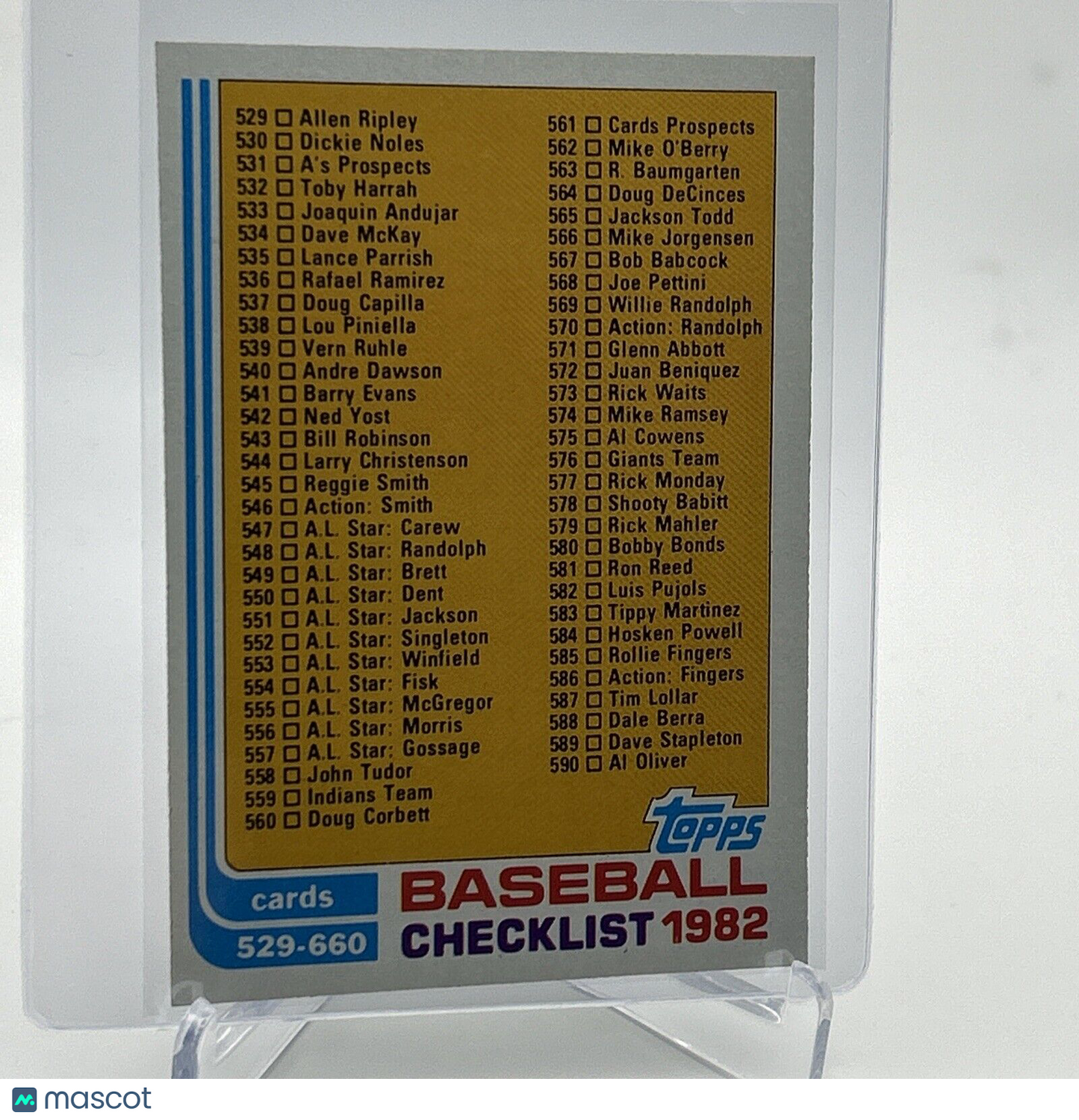 1982 Topps Checklist: 529-660 Baseball Card #634 NM-Mint FREE SHIPPING