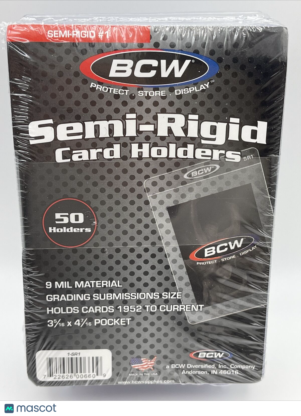 BCW Semi-Rigid Card Holders #1 1 Pack of 50 Sleeves for Graded Card Submissions