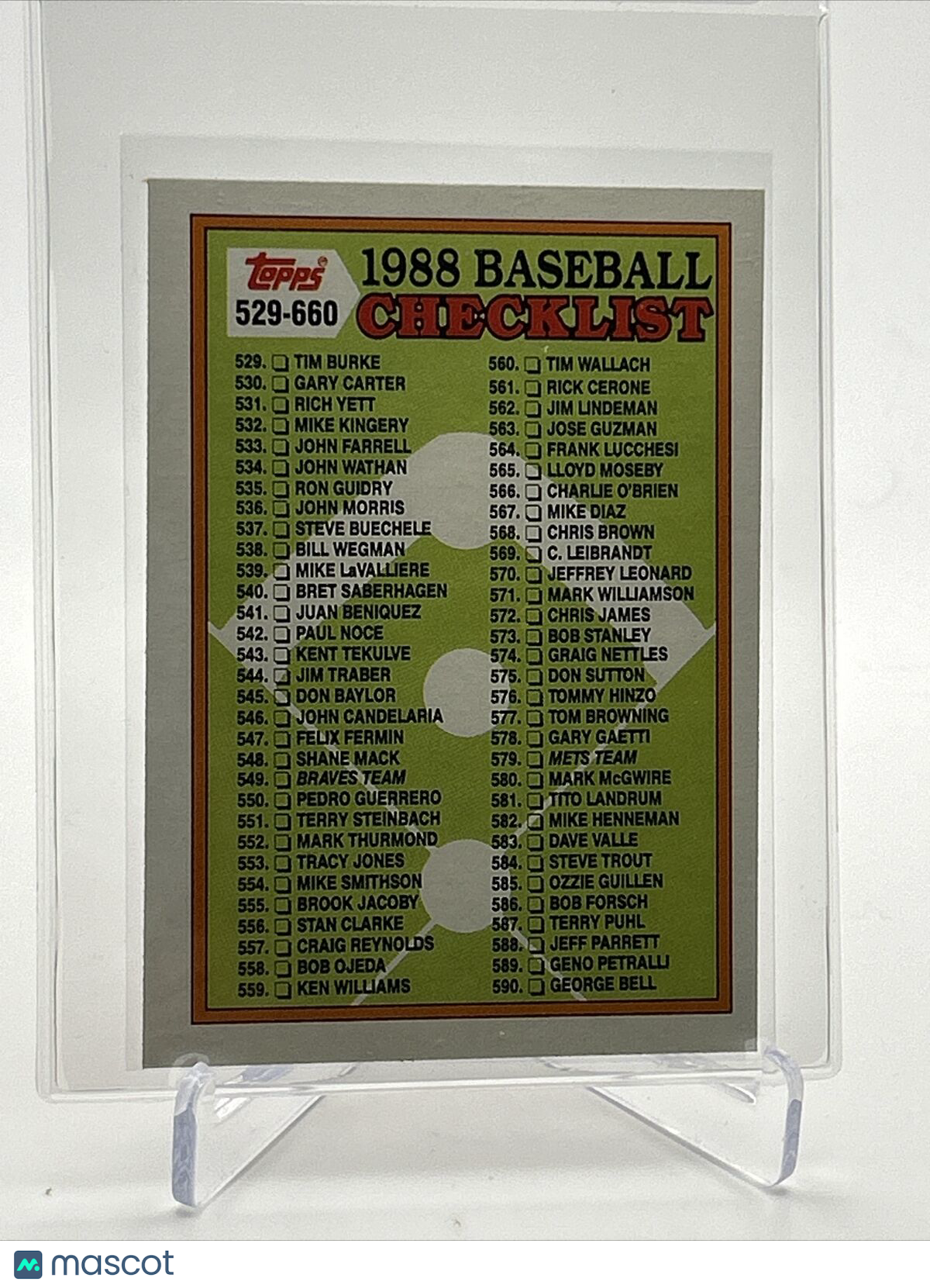 1988 Topps Checklist: 529-660 Baseball Card #646 Mint FREE SHIPPING