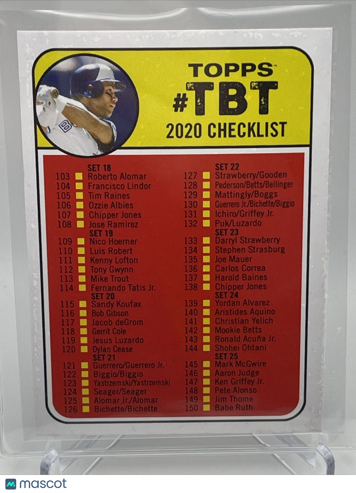 2020 Topps Throwback Thursday Checklist Roberto Alomar Card Mint FREE SHIPPING