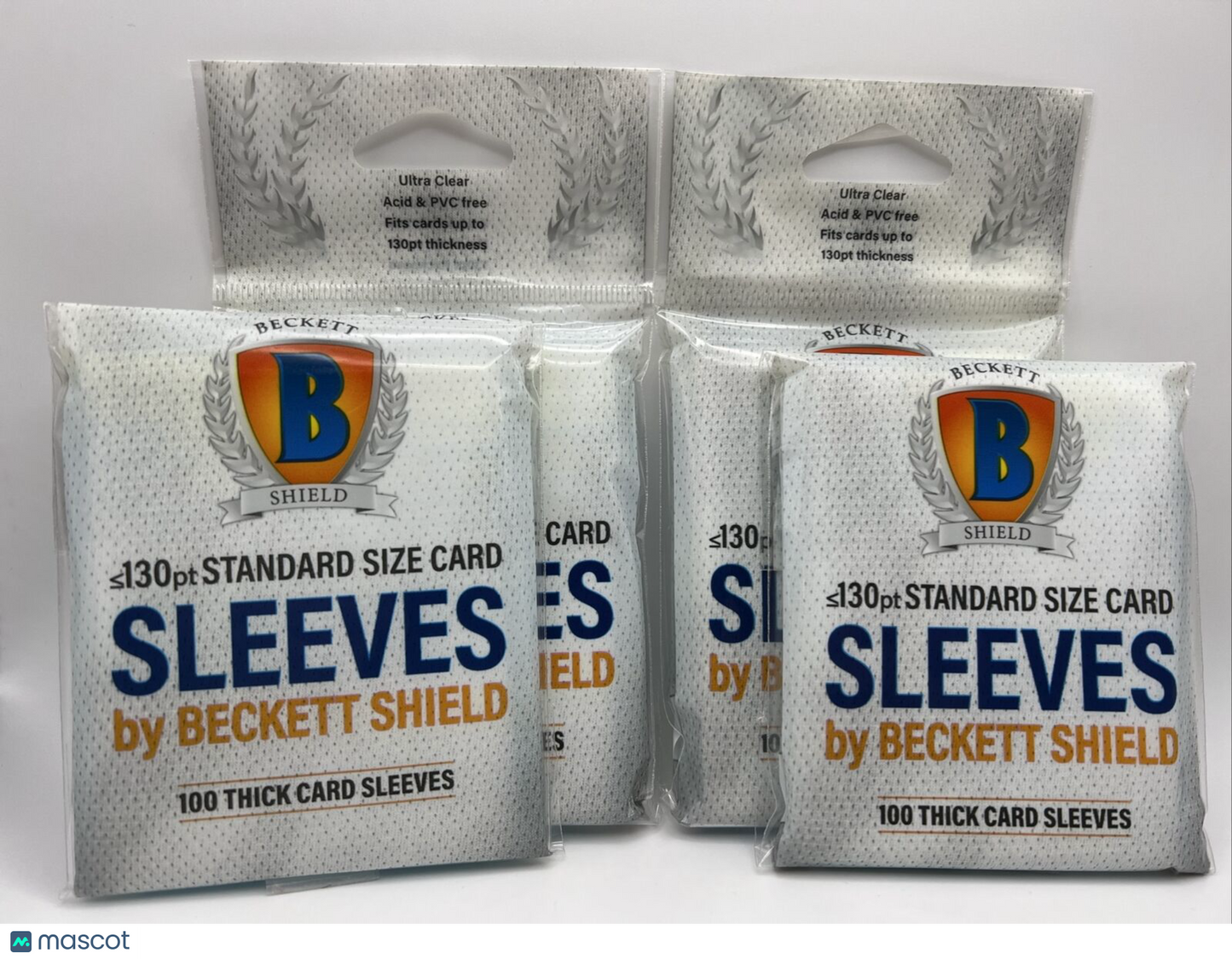 Beckett Shield Soft Card THICK Sleeves 4 Packs of 100 Sleeves for 130pt Cards