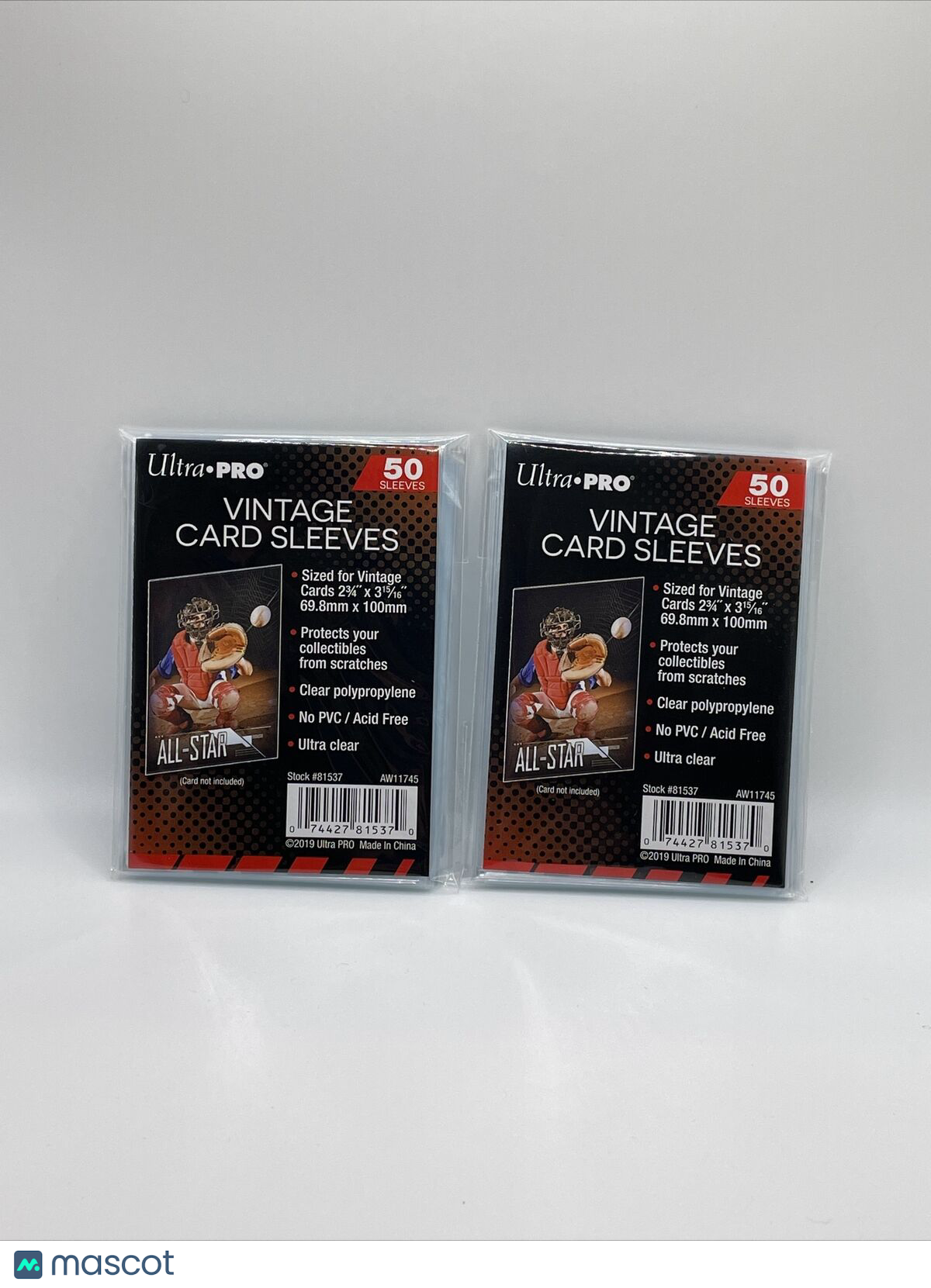 Ultra Pro Penny Card Soft Sleeves 2 Packs of 50 (100) for VINTAGE Sized Cards