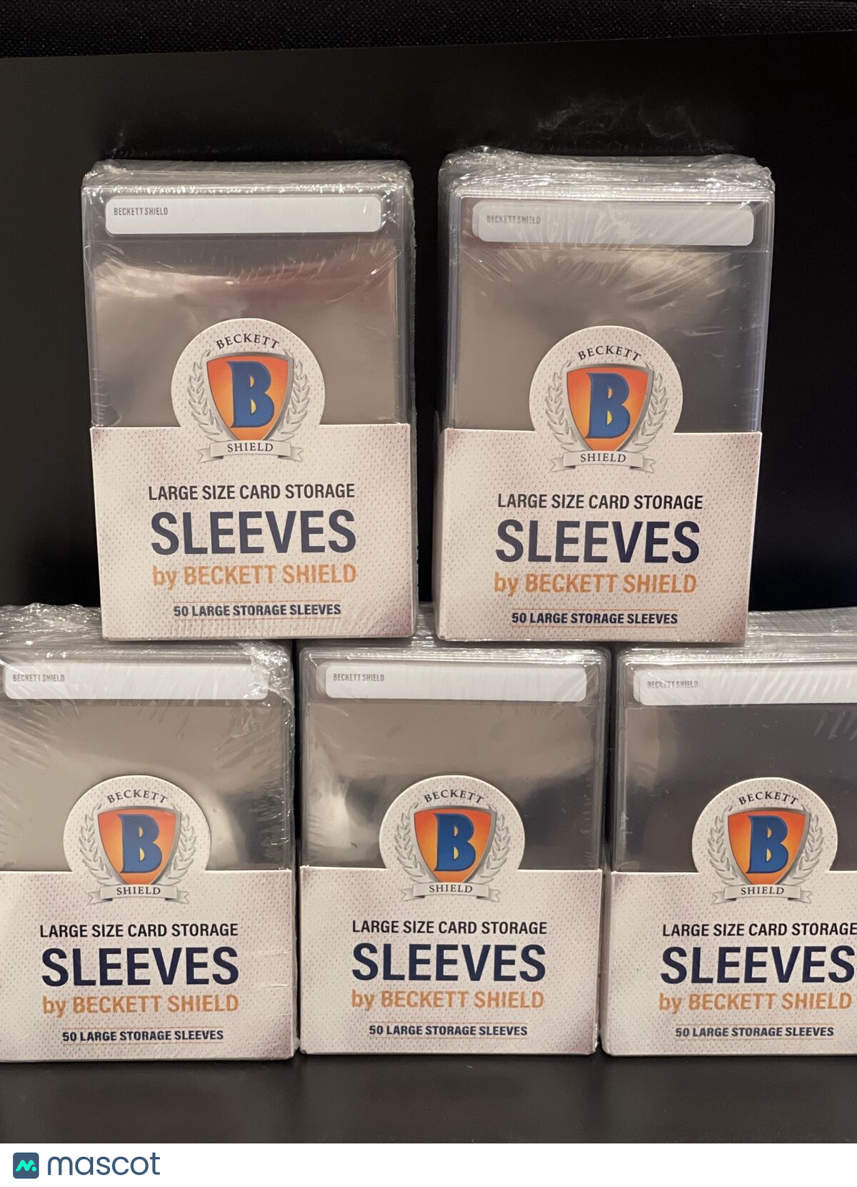 Beckett Shield Large Size Semi-Rigid Sleeves 5 Packs of 50, 250 Total