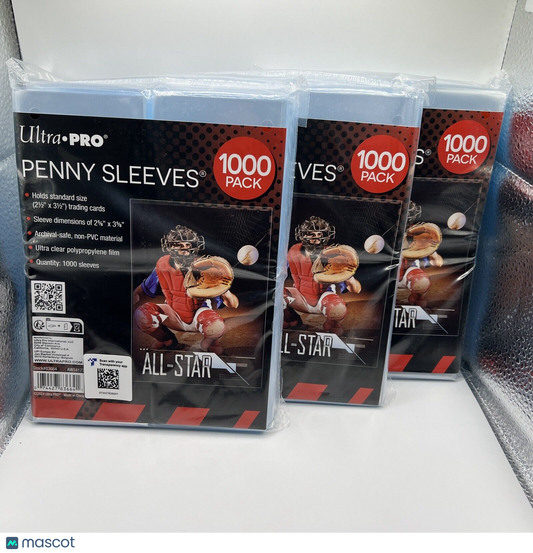 Ultra Pro Penny Card Soft Sleeves 3 packs of 1000 for Standard Cards, 3000 Total