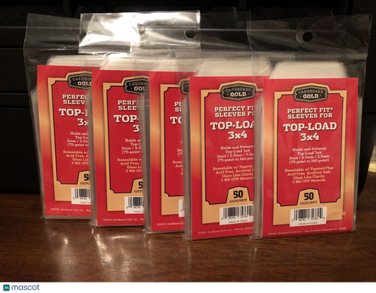 Cardboard Gold Perfect Fit Sleeves for 3X4 Toploaders 75pt - 140pt 5 Packs of 50