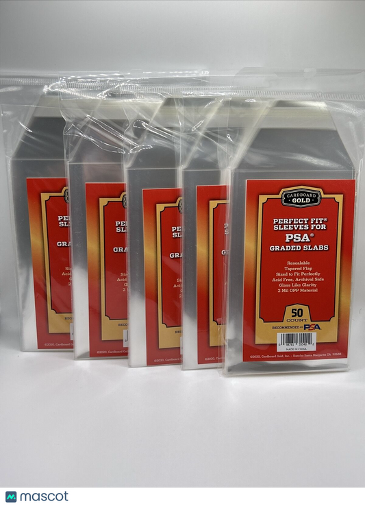 Cardboard Gold Perfect Fit PSA Graded Card Sleeves NO PSA LOGO 5 Packs of 50