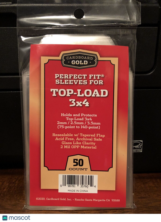 Cardboard Gold Perfect Fit Sleeves for 3X4 Toploaders 75pt-140pt 1 Pack of 50