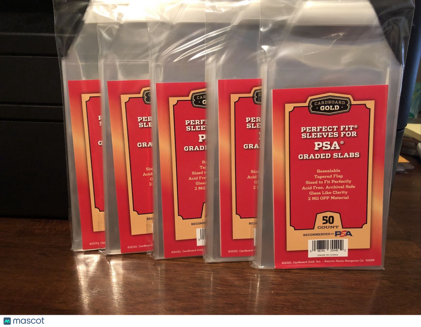Cardboard Gold Perfect Fit PSA Graded Card Sleeves WITH PSA LOGO 5 Packs of 50