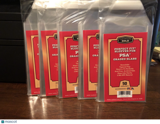 Cardboard Gold Perfect Fit PSA Graded Card Sleeves WITH PSA LOGO 5 Packs of 50