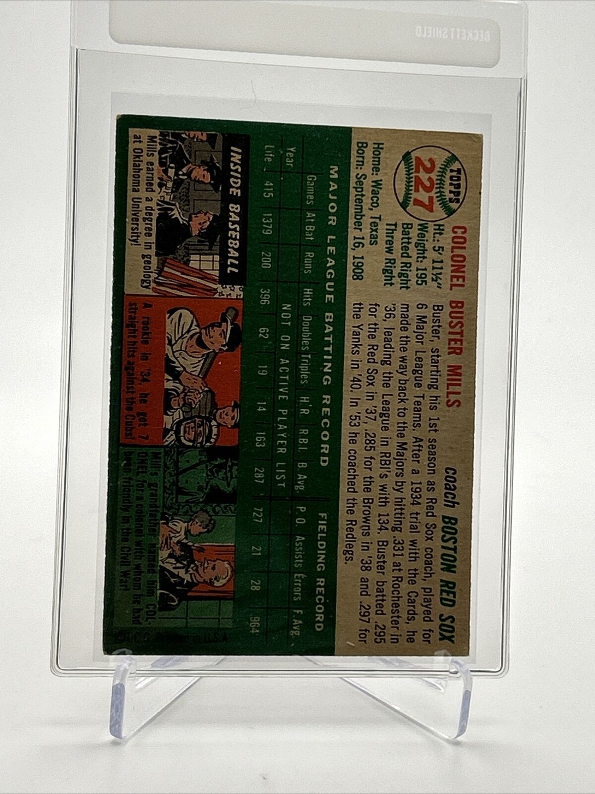 1954 Topps Buster Mills Baseball Card #227 VG-EX Quality FREE SHIPPING
