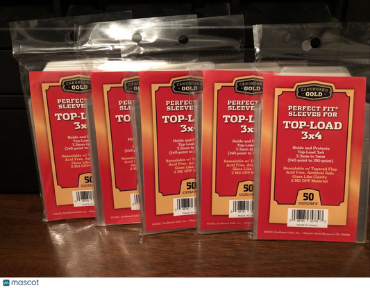 Cardboard Gold Perfect Fit Sleeves for 3X4 Toploader 140pt - 190pt 5 Packs of 50