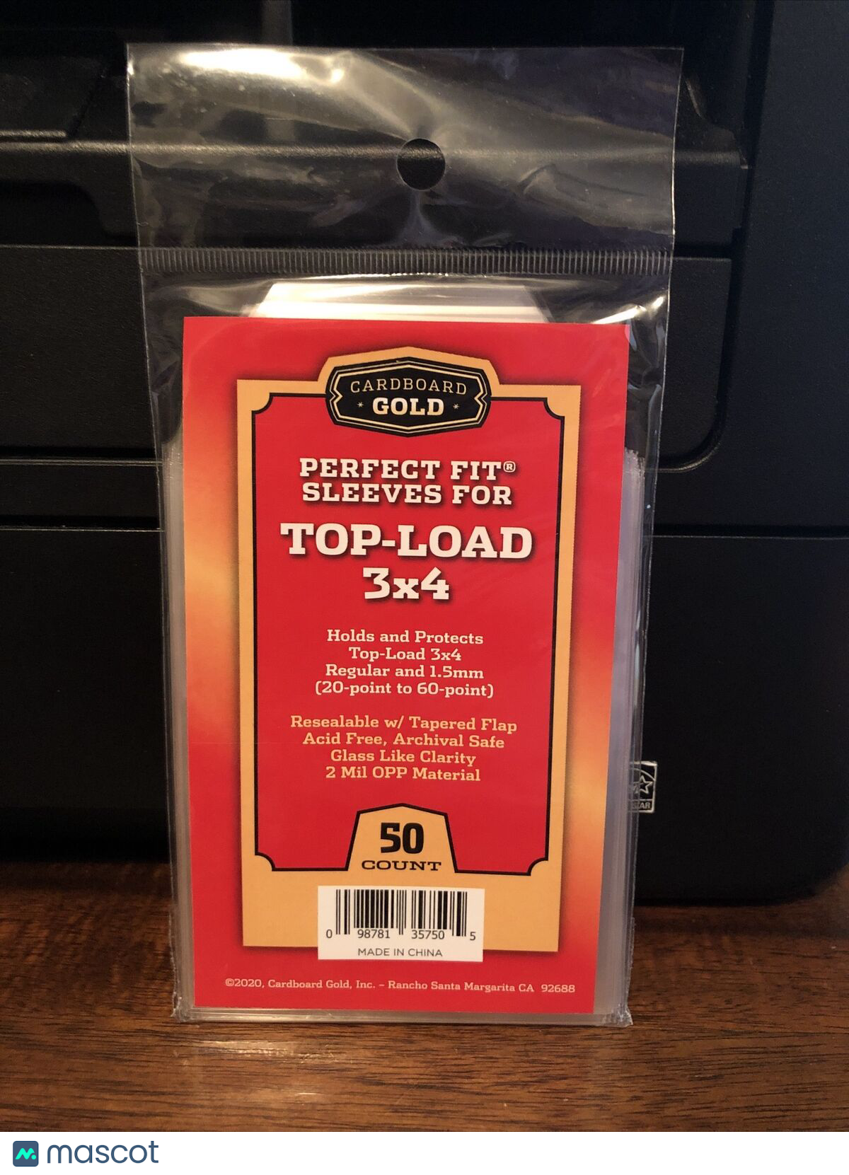 Cardboard Gold Perfect Fit Sleeves for 3X4 Toploaders 20pt - 60pt 1 Pack of 50