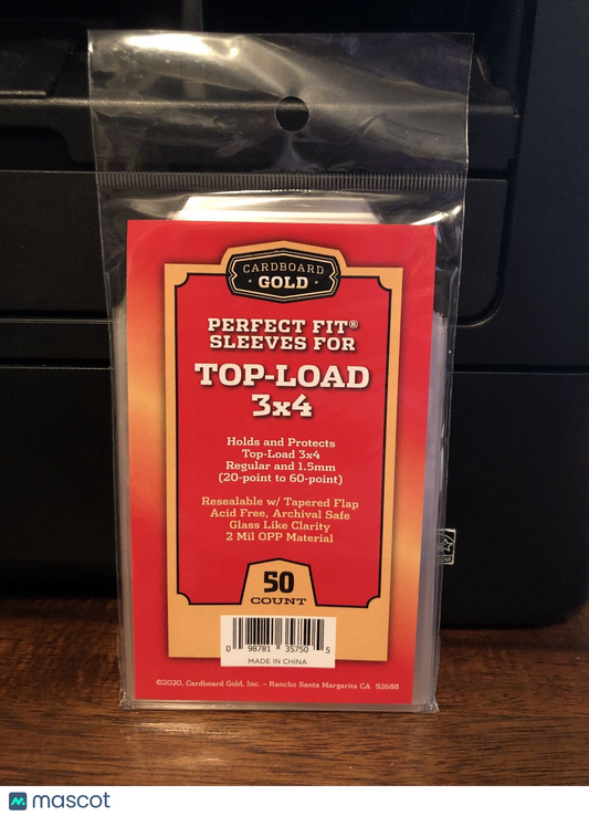 Cardboard Gold Perfect Fit Sleeves for 3X4 Toploaders 20pt - 60pt 1 Pack of 50