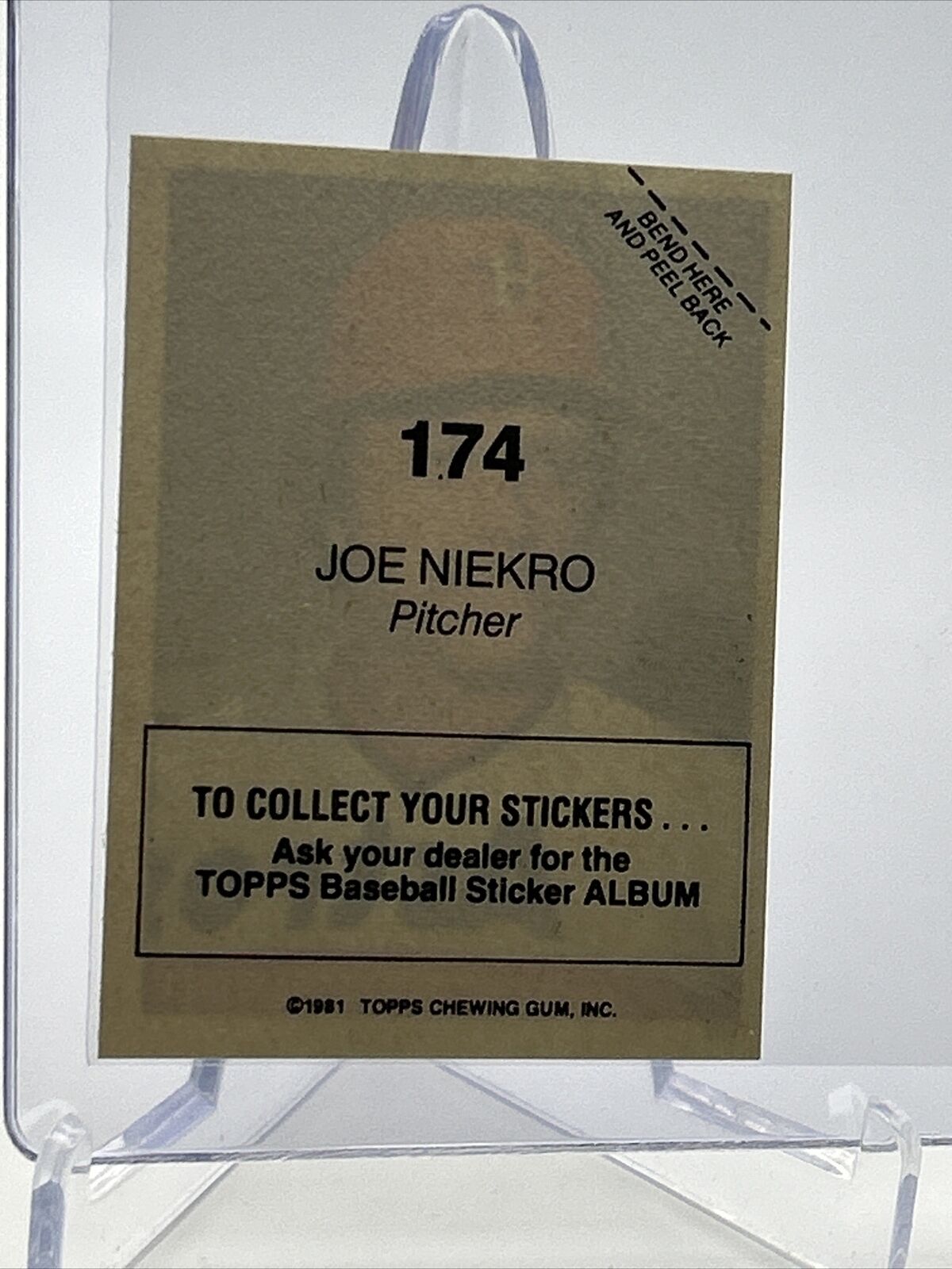 1981 Topps Stickers Joe Niekro Baseball Card #174 NM-Mint FREE SHIPPING