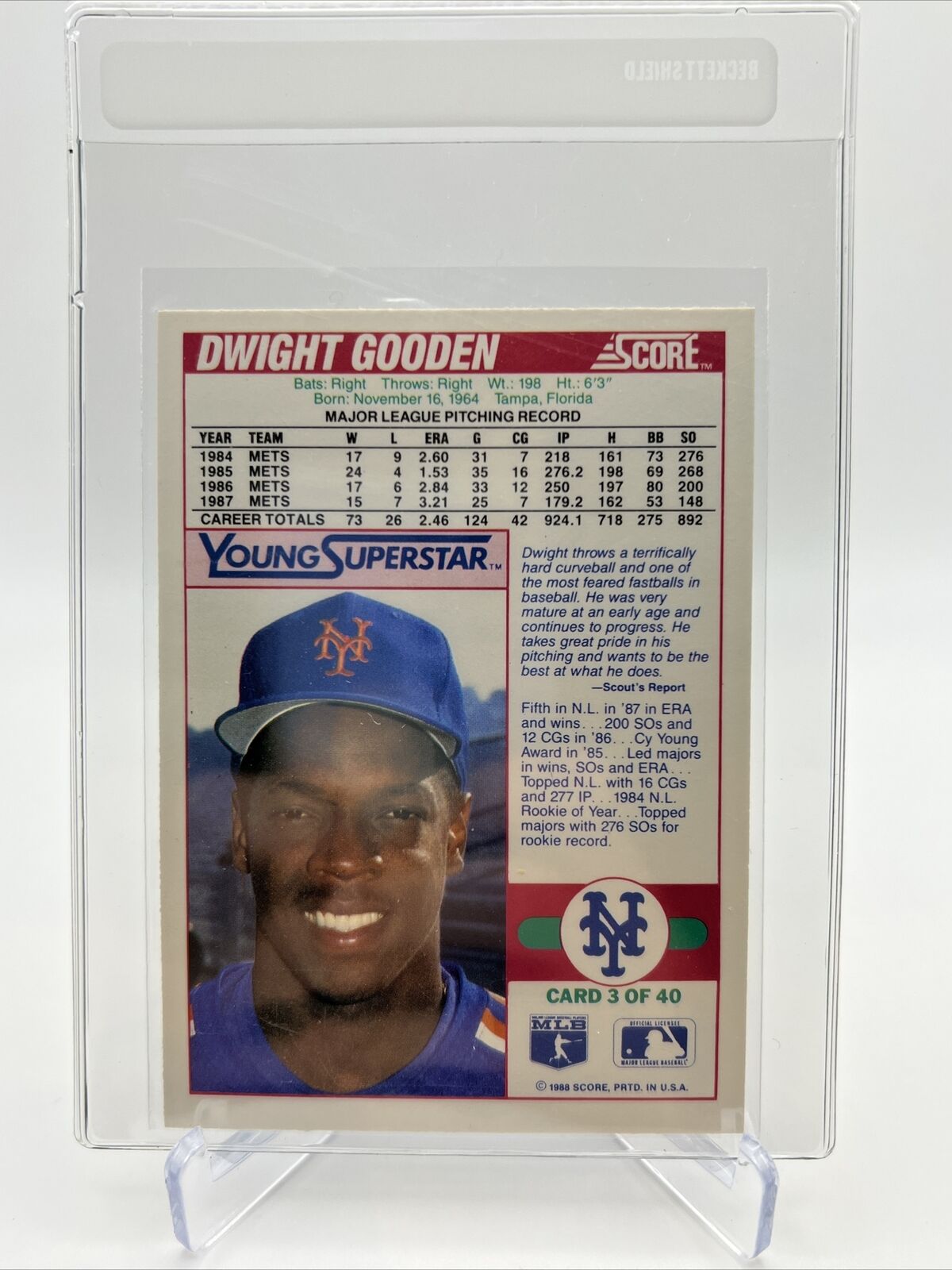 1988 Score Young Superstars II Dwight Gooden Card #3 Mint FREE SHIPPING