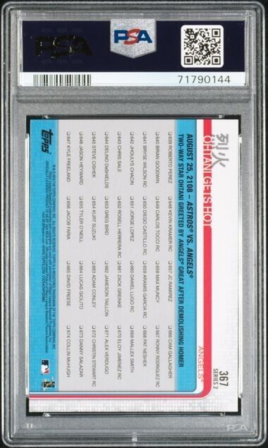 2019 Topps Shohei Ohtani Gets Hot Baseball Card #367 PSA 10 Gem Mint