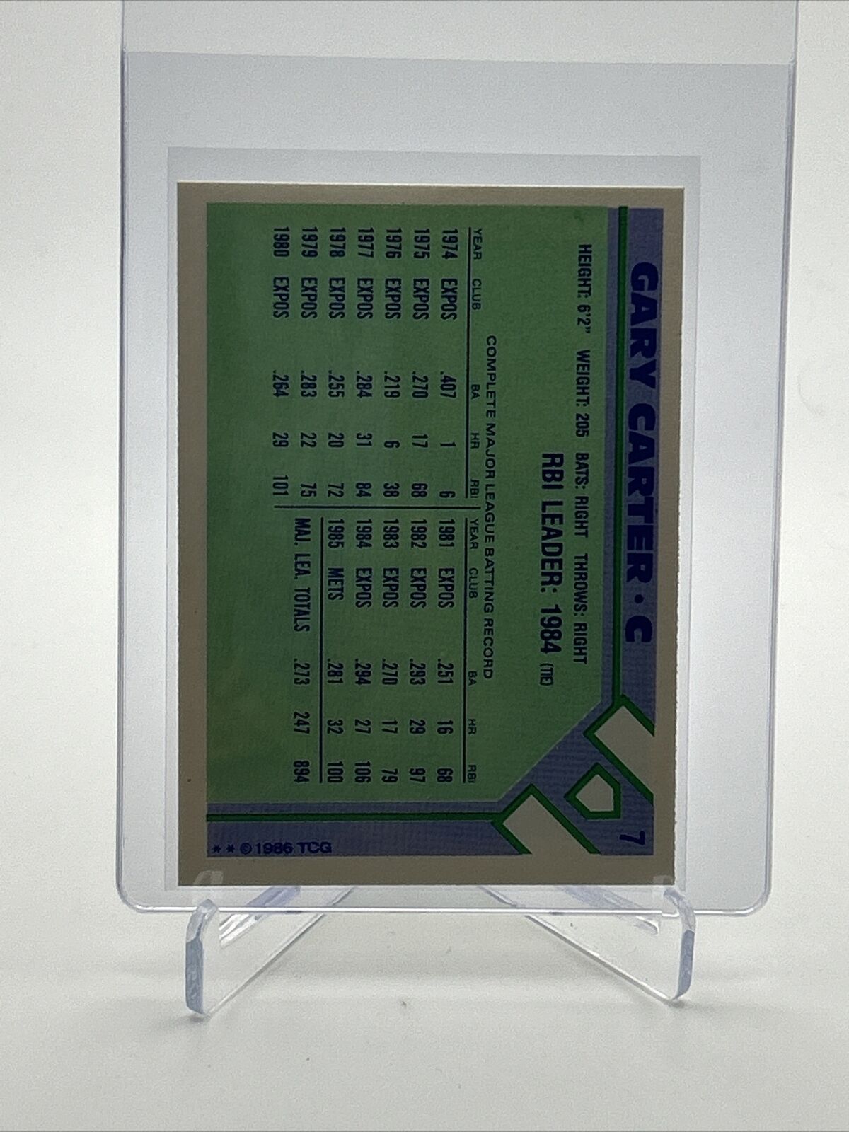1986 Topps Baseball Champion Superstars Gary Carter Card #7 Mint FREE SHIPPING