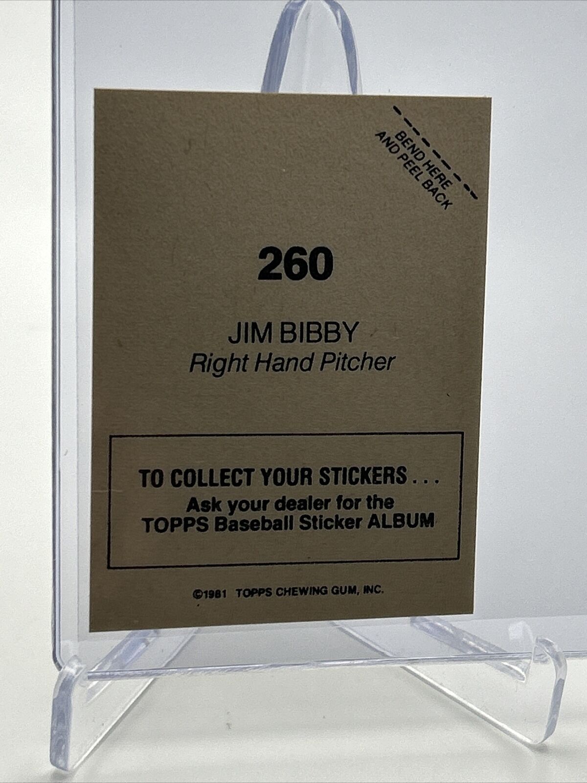 1981 Topps Stickers Jim Bibby FOIL Baseball Card #260 NM-Mint FREE SHIPPING