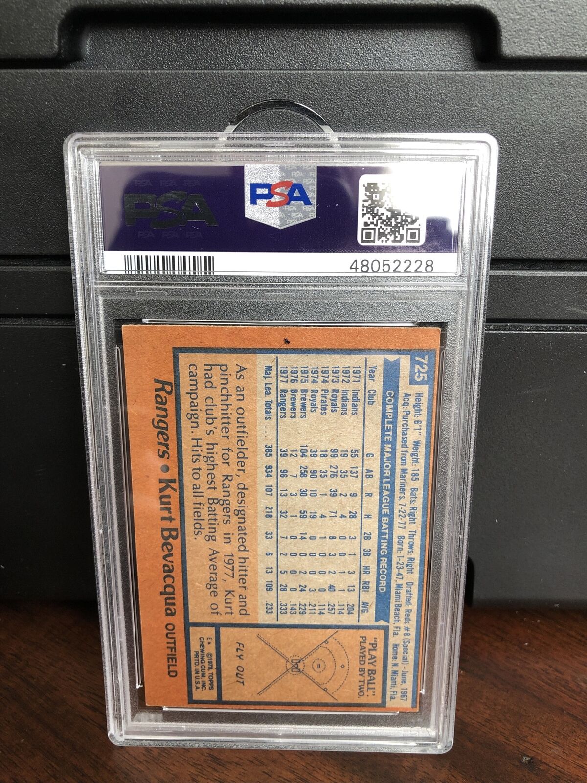 1978 Topps Kurt Bevacqua #725 Autograph PSA/DNA Authentic