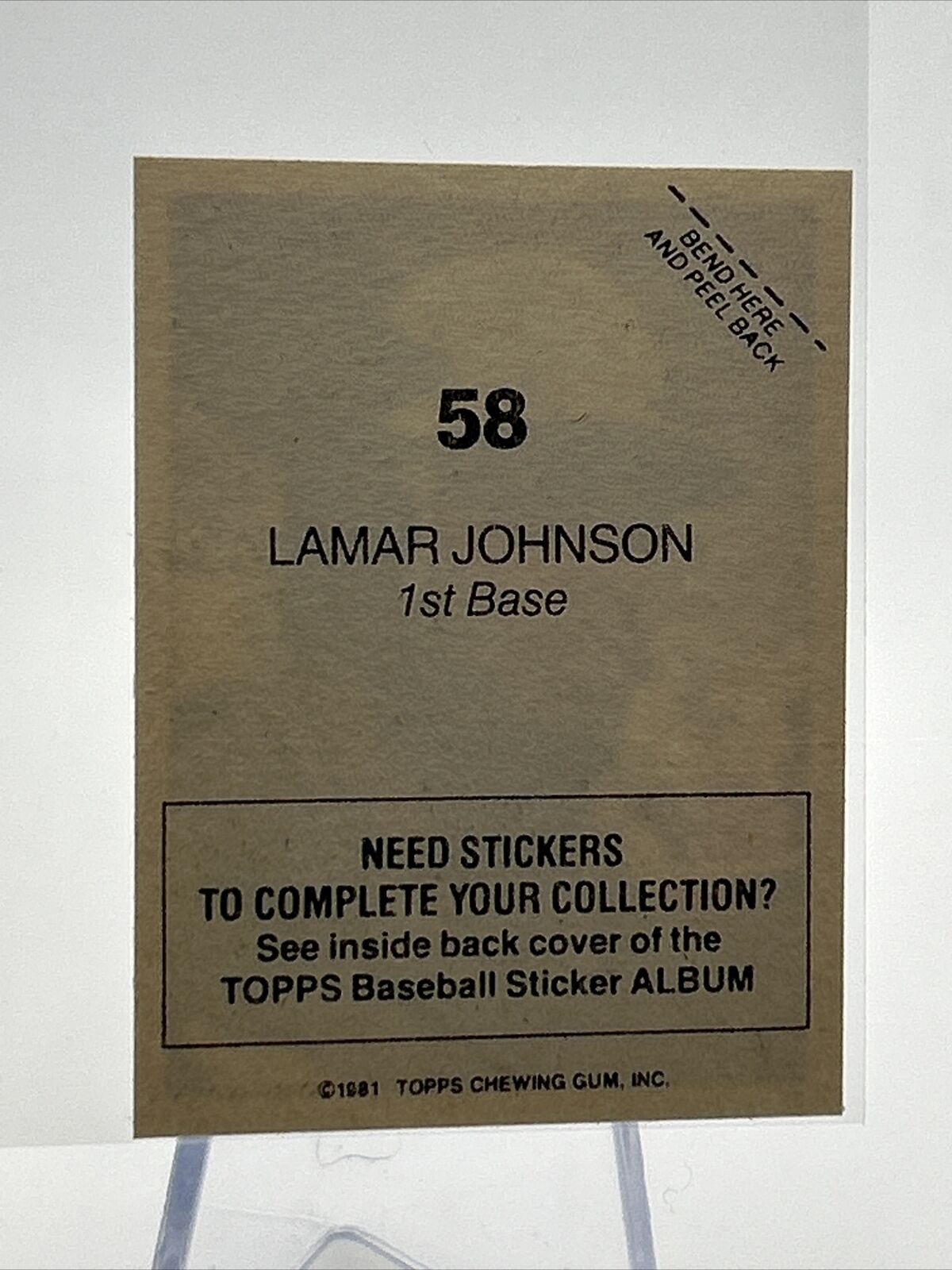 1981 Topps Stickers Lamar Johnson Baseball Card #58 NM-Mint FREE SHIPPING