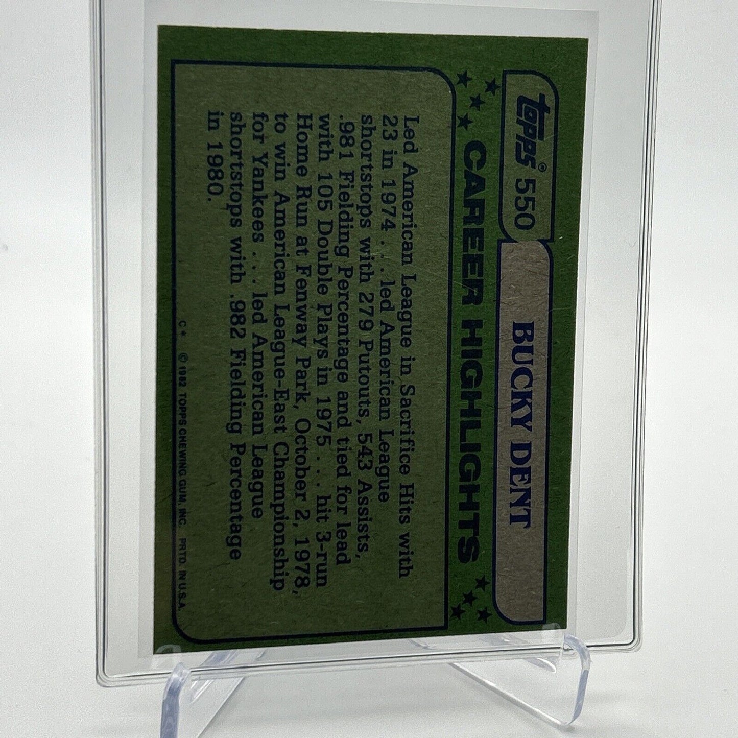 1982 Topps Bucky Dent Baseball Card #550 NM-Mint FREE SHIPPING