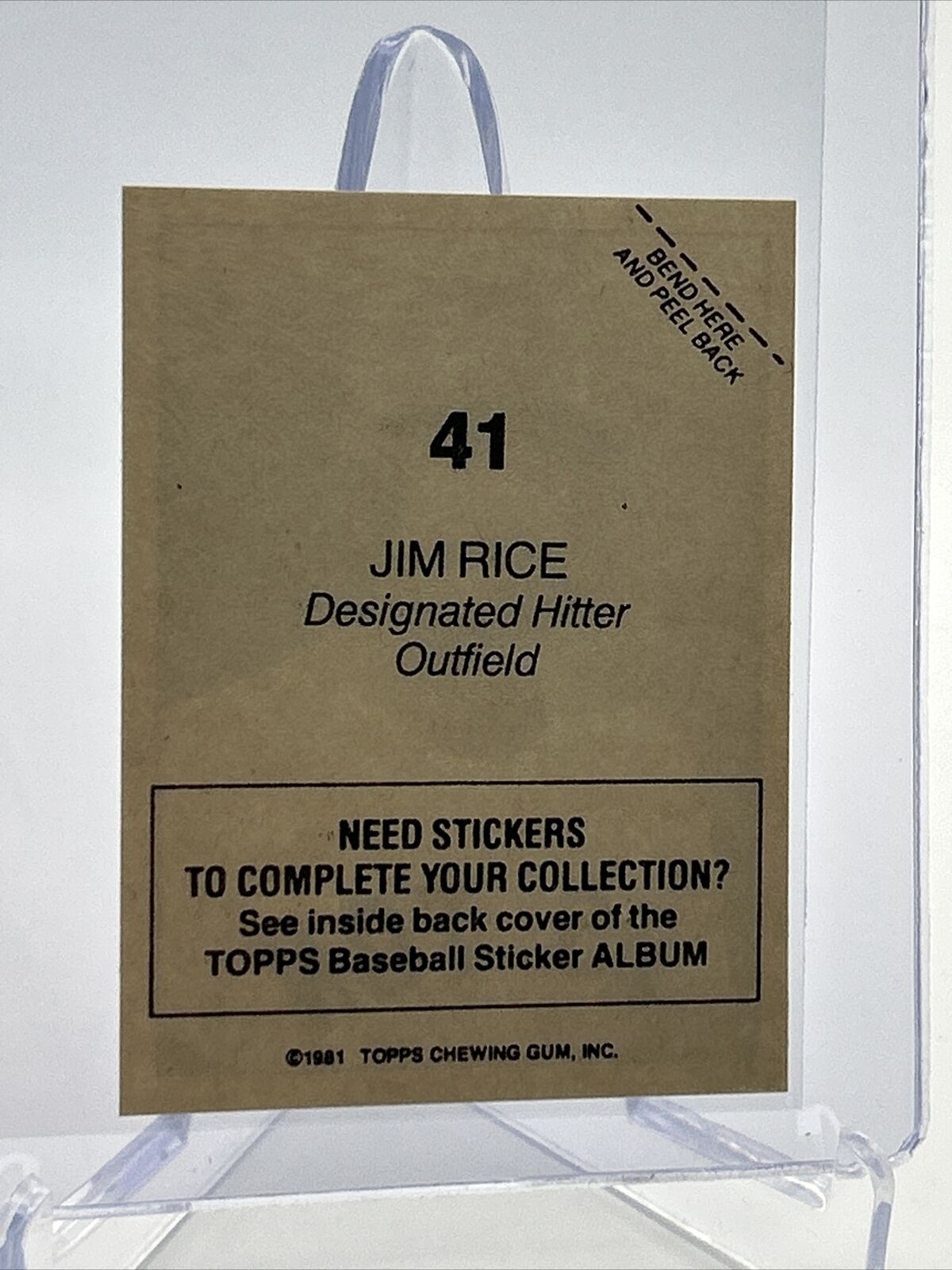 1981 Topps Stickers Jim Rice Baseball Card #41 NM-Mint FREE SHIPPING