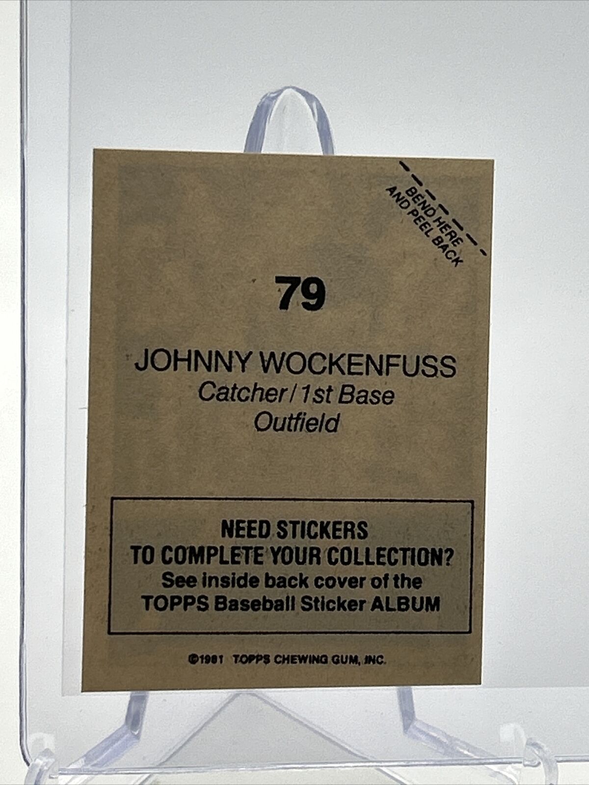 1981 Topps Stickers Johnny Wockenfuss Baseball Card #79 NM-Mint FREE SHIPPING