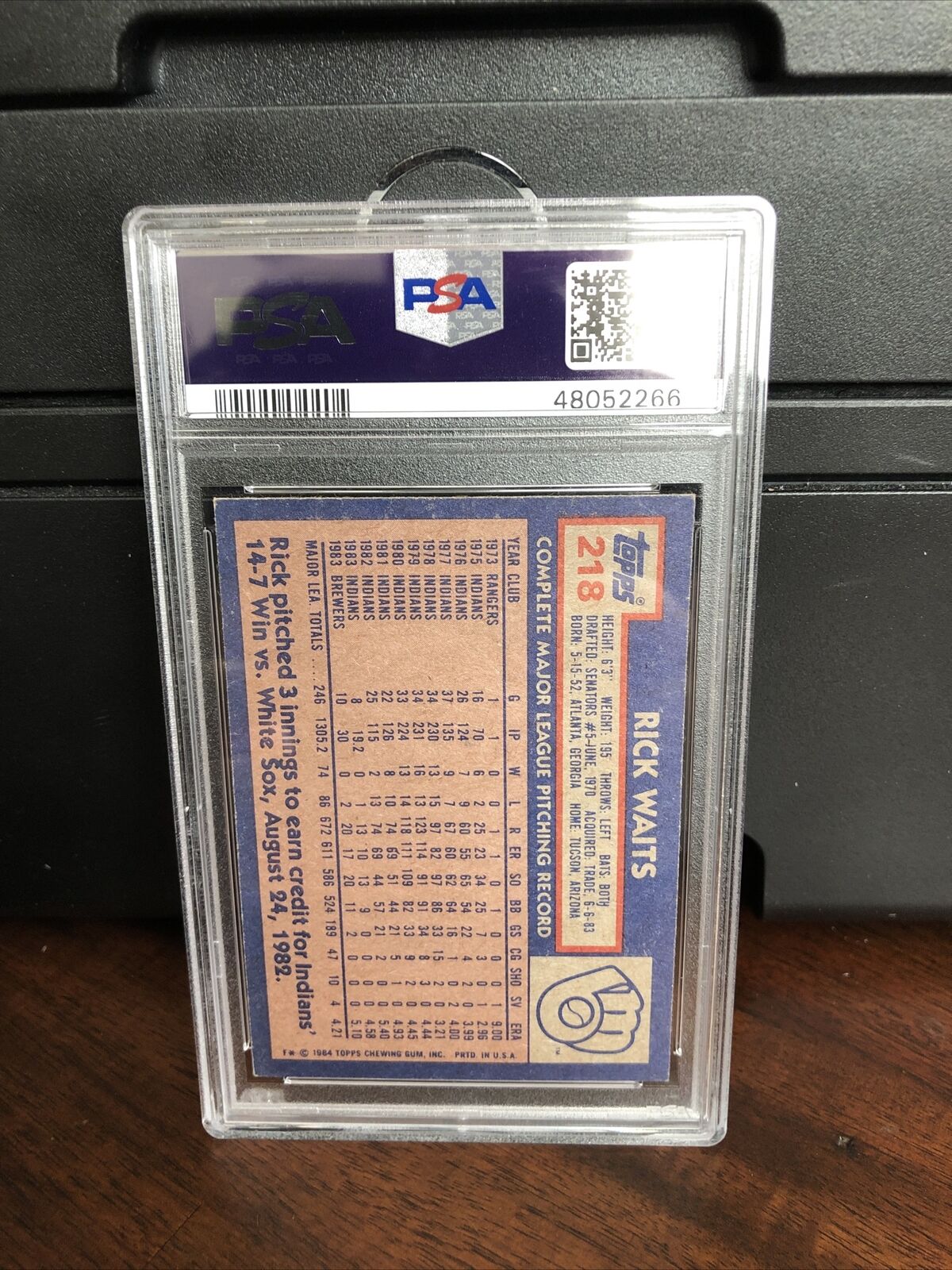1984 Topps Rick Waits Baseball Card #218 Autograph PSA/DNA Authentic