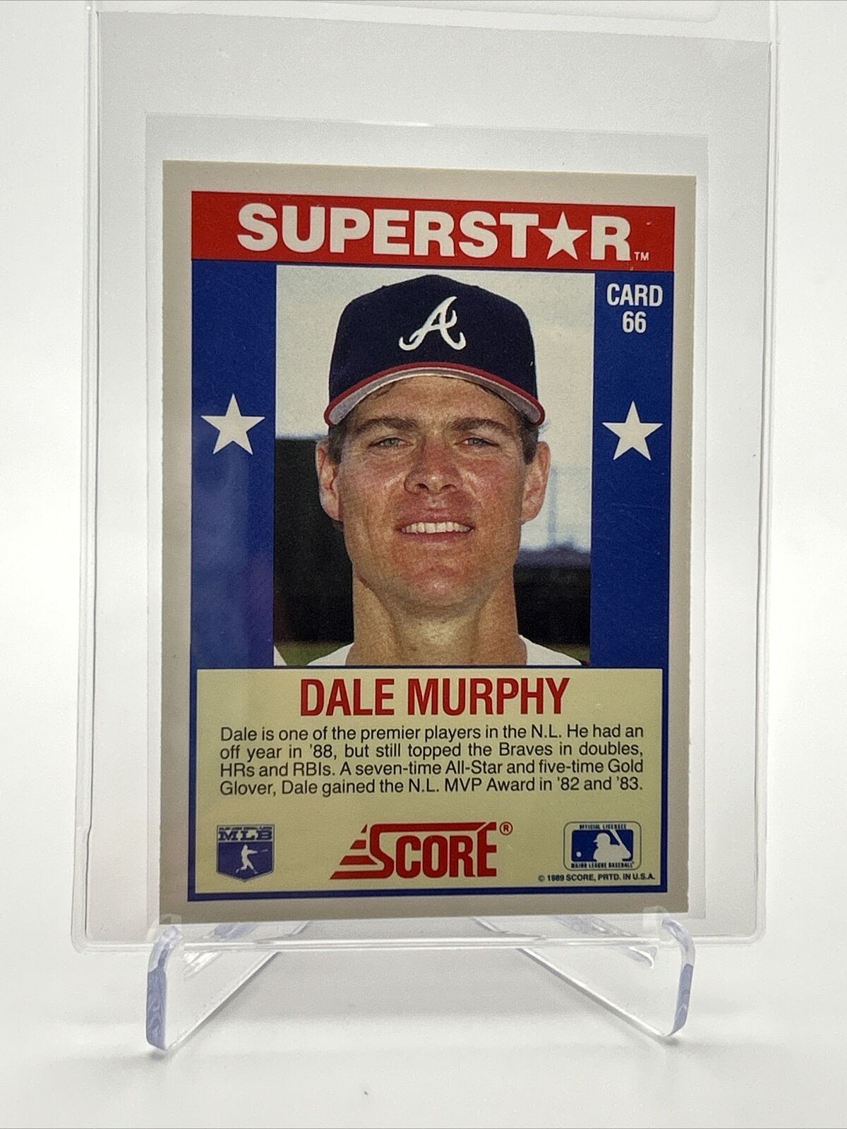 1989 Score Hottest 100 Dale Murphy Baseball Card #66 Mint FREE SHIPPING