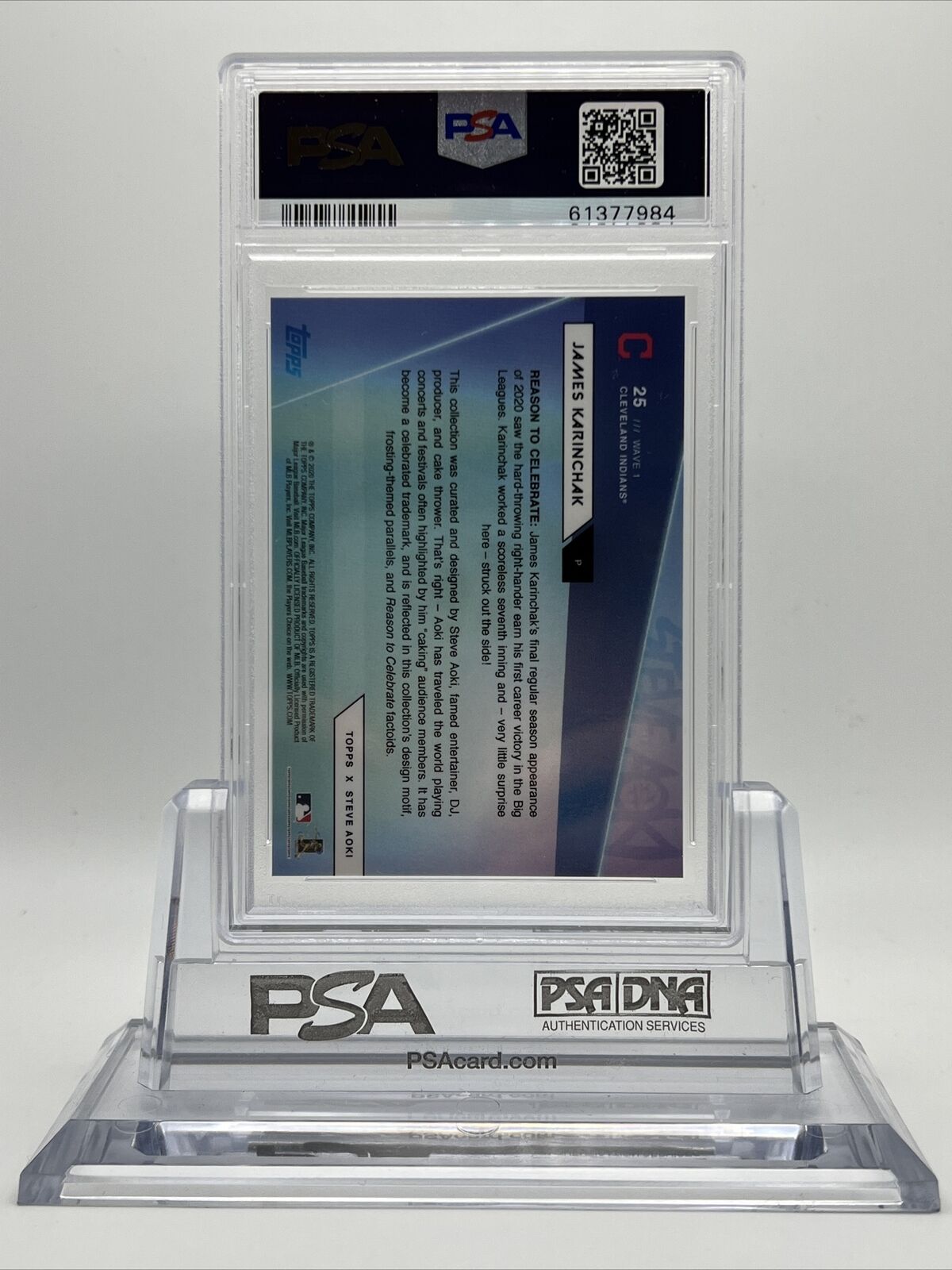 2020 Topps X Steve Aoki James Karinchak Rookie Baseball Card #25 PSA 10