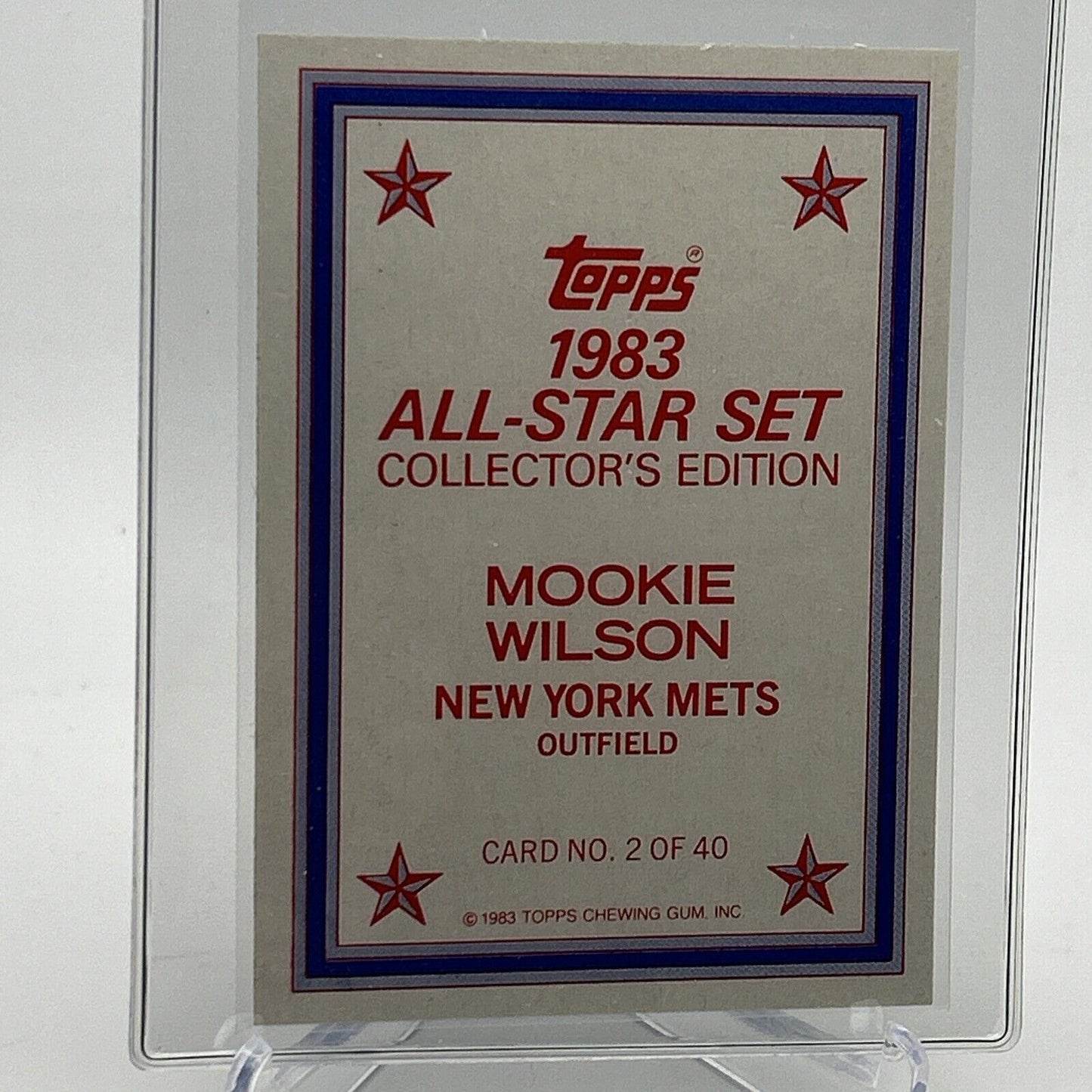 1983 Topps All-Star Set Mookie Wilson Baseball Card #2 Mint FREE SHIPPING