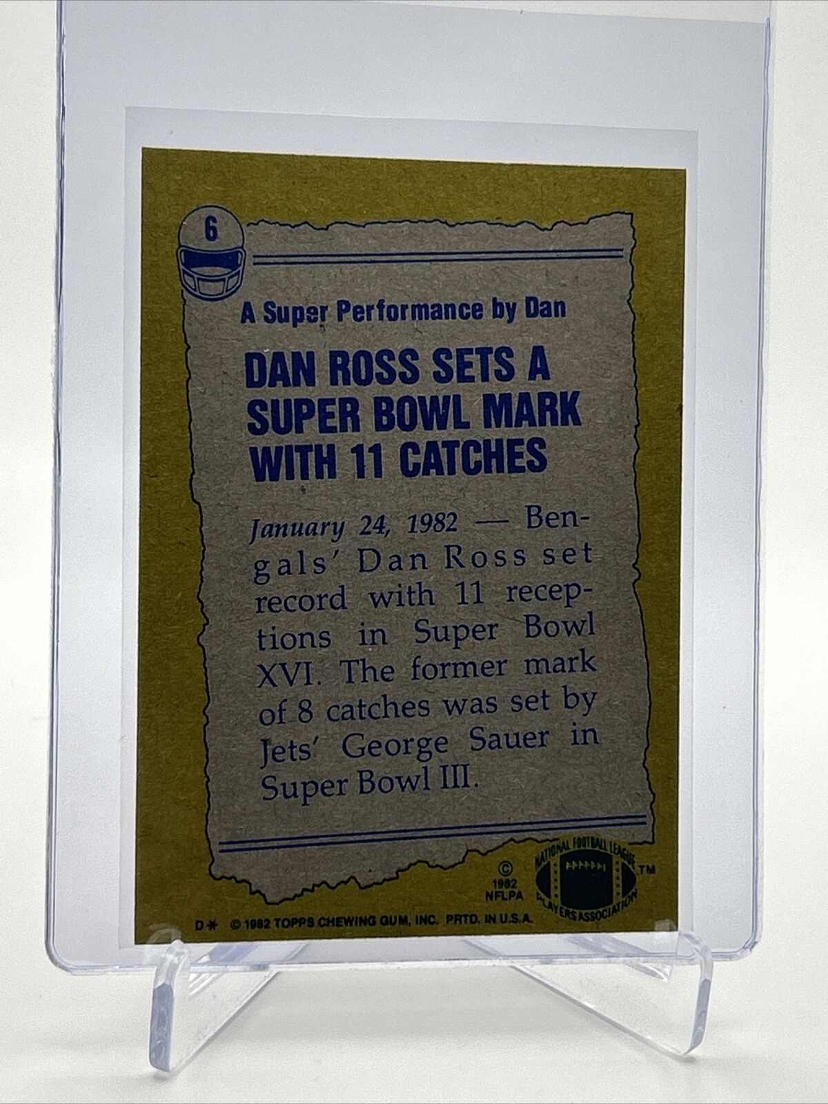 1982 Topps Dan Ross Football Card #6 NM-MT FREE SHIPPING