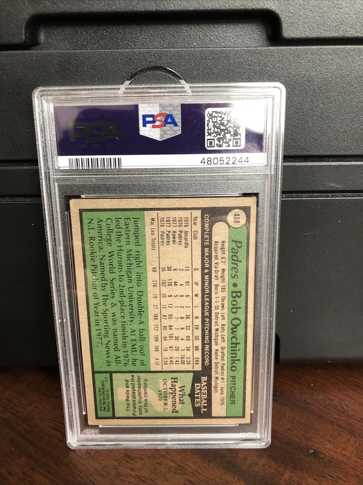 1979 Topps Bob Owchinko #488 Autograph PSA/DNA Authentic