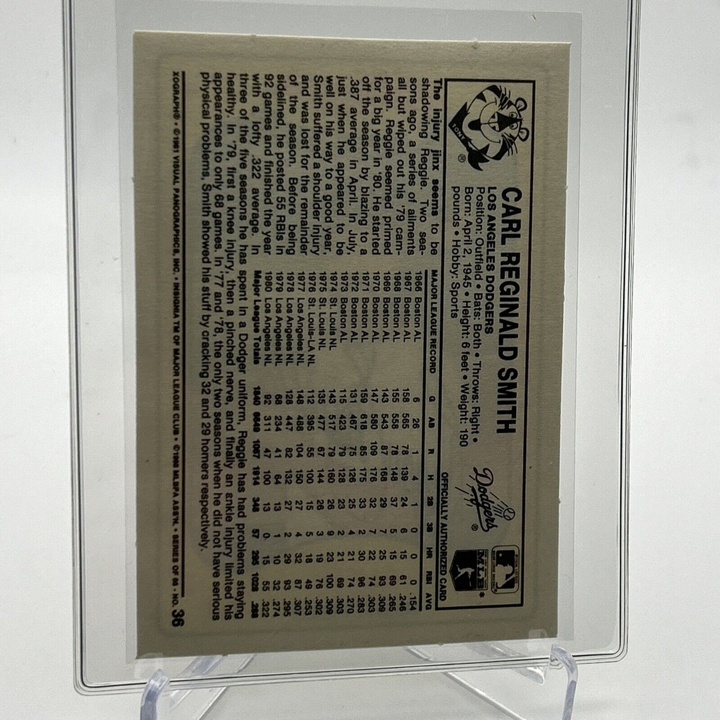 1981 Kellogg's Reggie Smith Baseball Card #36 NM-Mint FREE SHIPPING