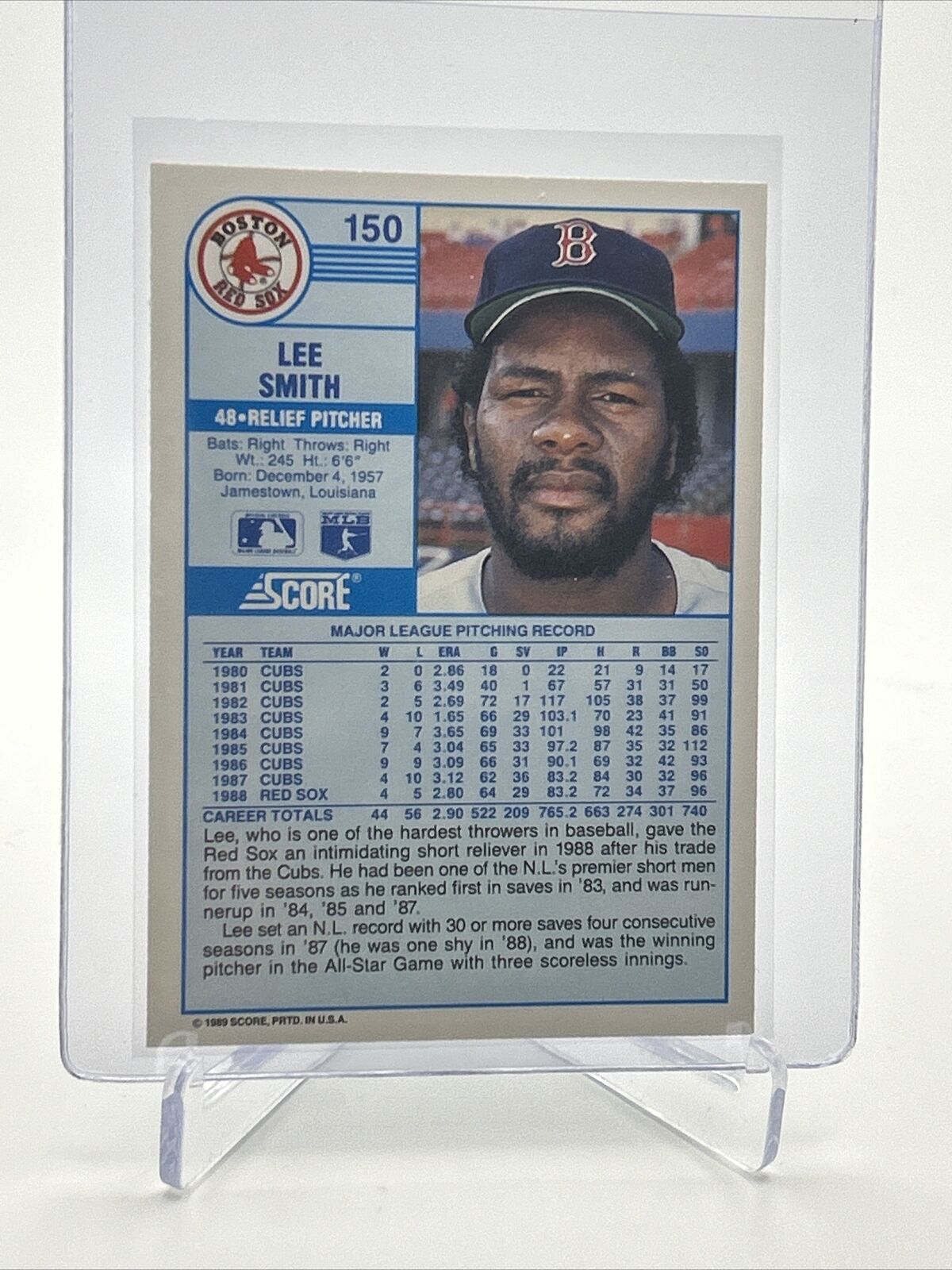 1989 Score Lee Smith Baseball Card #150 Mint FREE SHIPPING