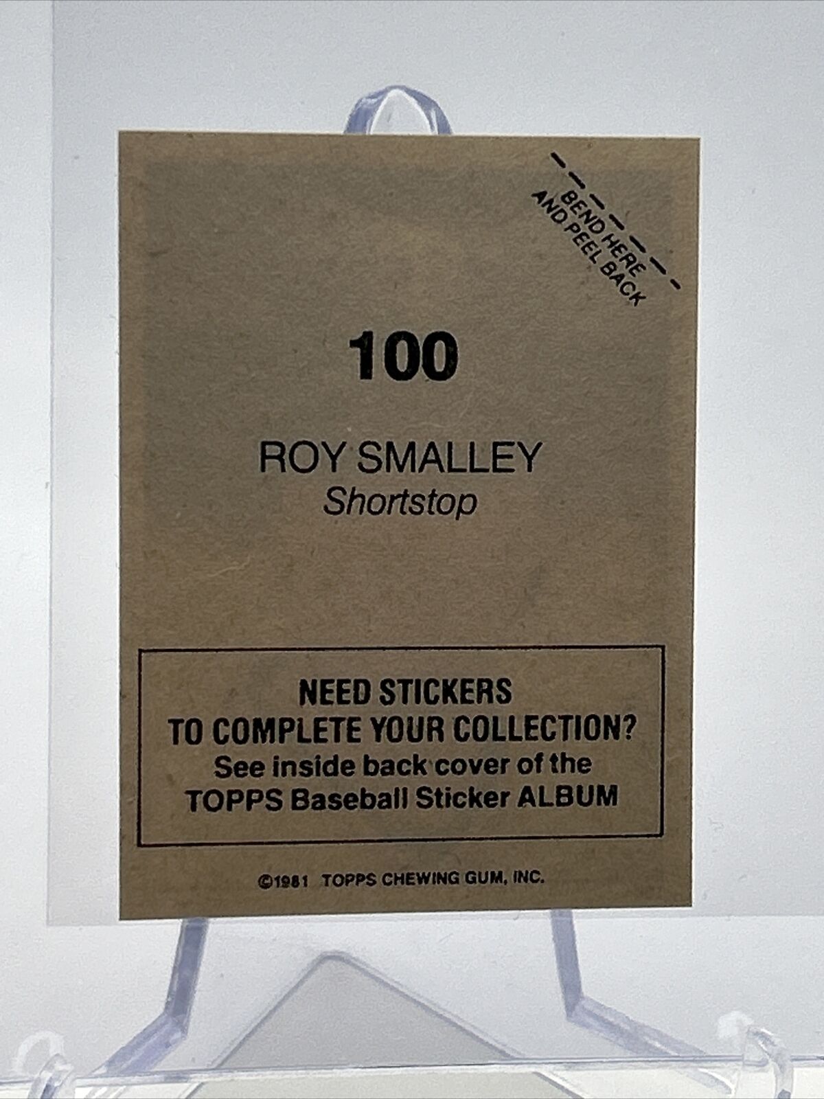 1981 Topps Stickers Roy Smalley Baseball Card #100 NM-Mint FREE SHIPPING