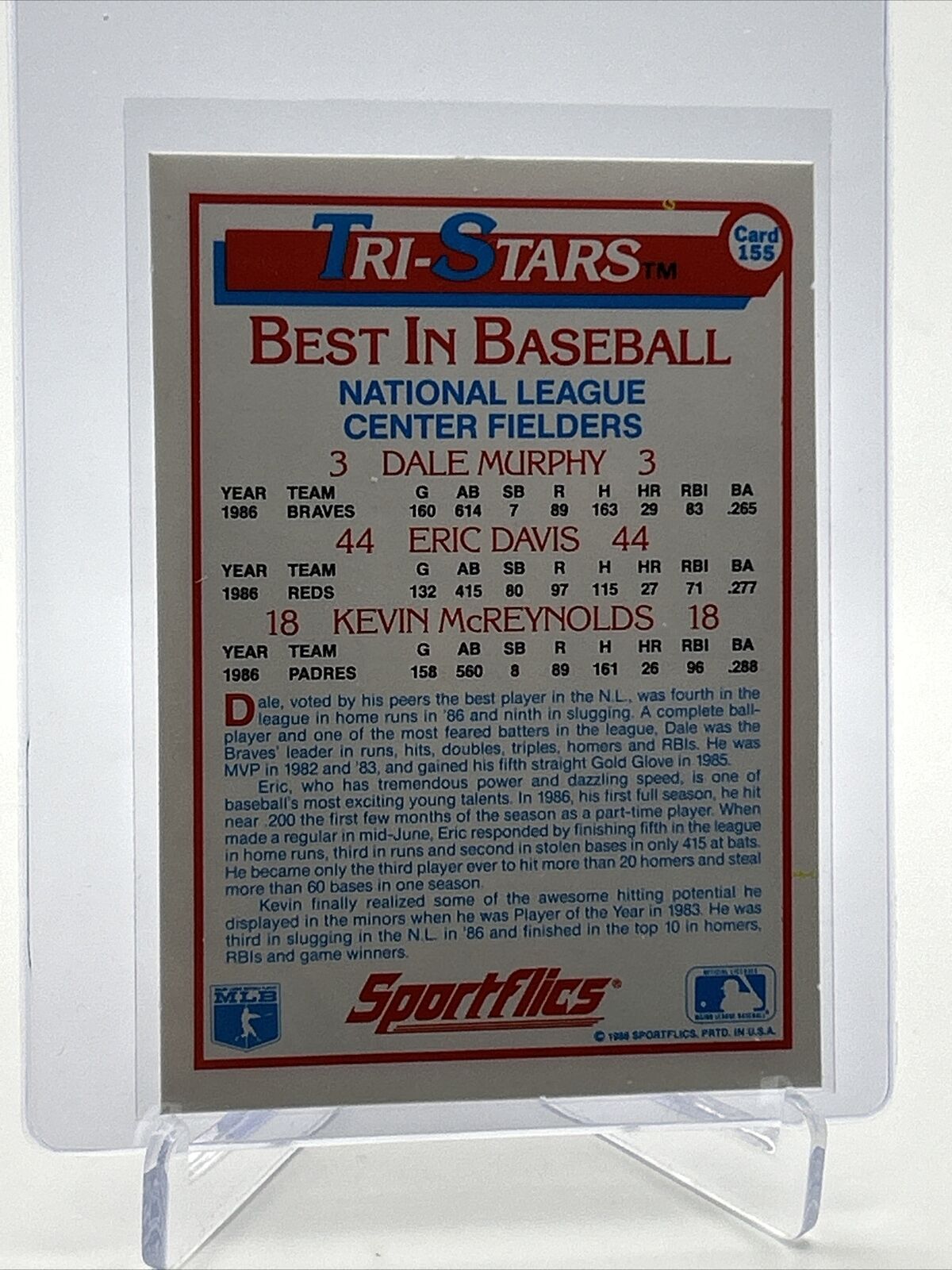 1987 Sportflics Murphy/Davis/McReynolds Baseball Card #155 Mint FREE SHIPPING