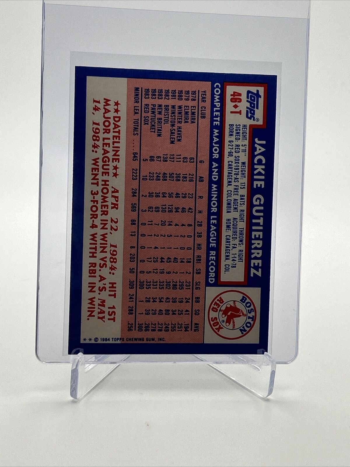 1984 Topps Traded TIFFANY Jackie Gutierrez Rookie Card #46T NM-MT FREE SHIPPING