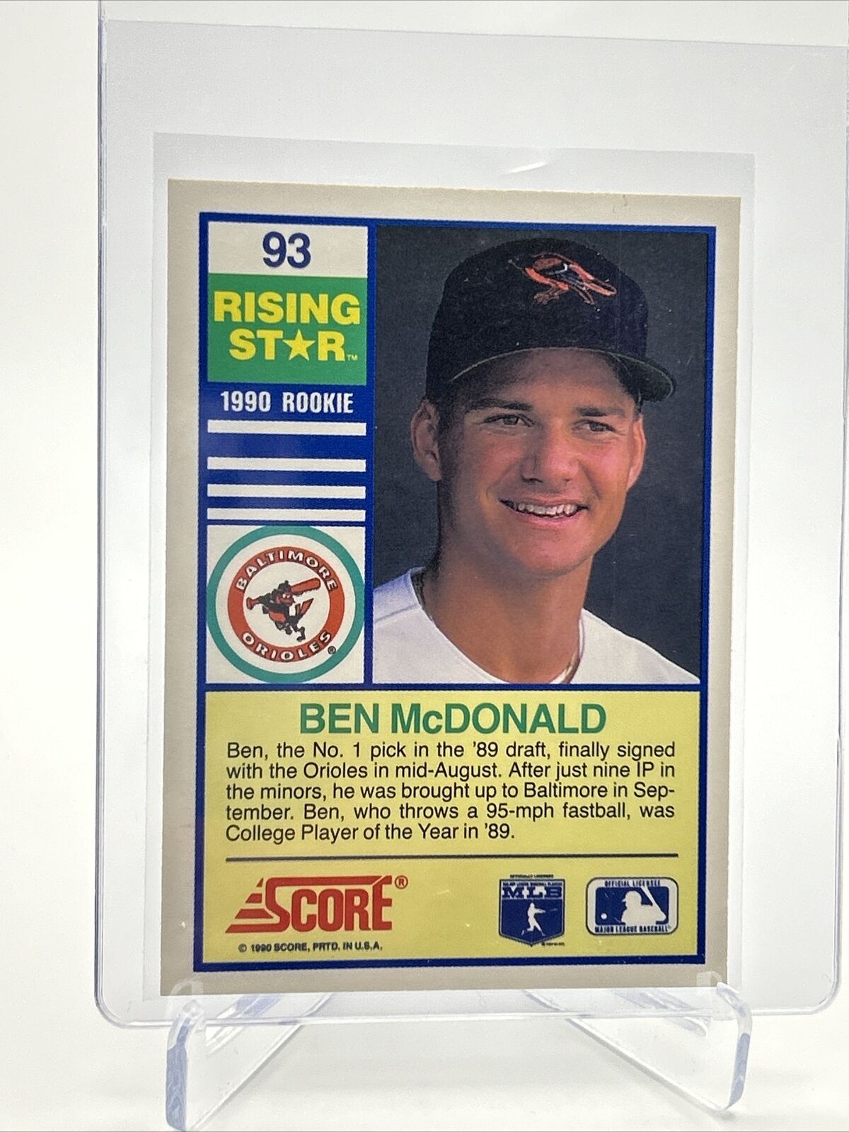 1990 Score Rising Stars Ben McDonald Rookie Baseball Card #93 Mint FREE SHIPPING