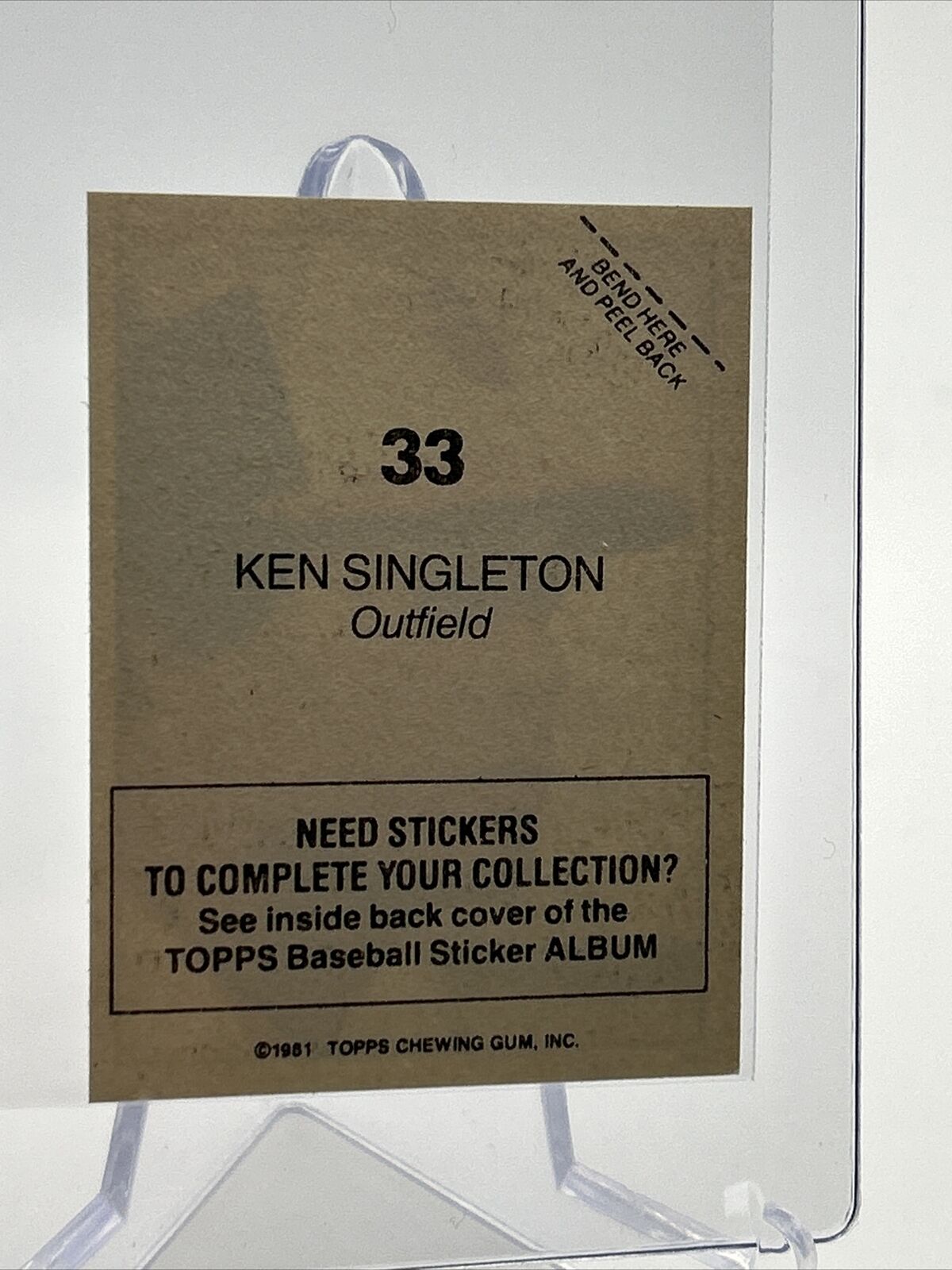 1981 Topps Stickers Ken Singleton Baseball Card #33 NM-Mint FREE SHIPPING